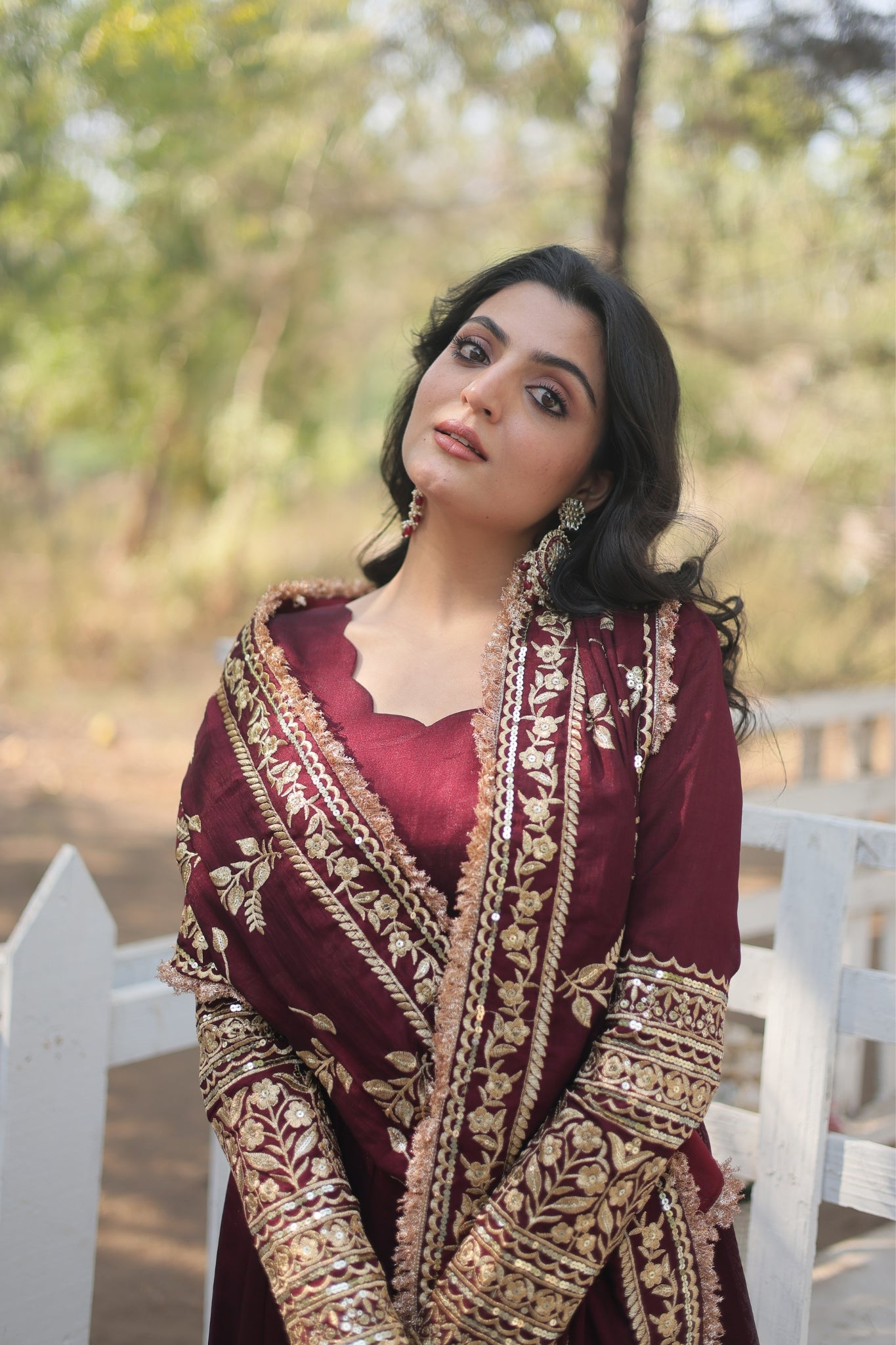 Stunning Premium Dark Maroon Anarkali Set