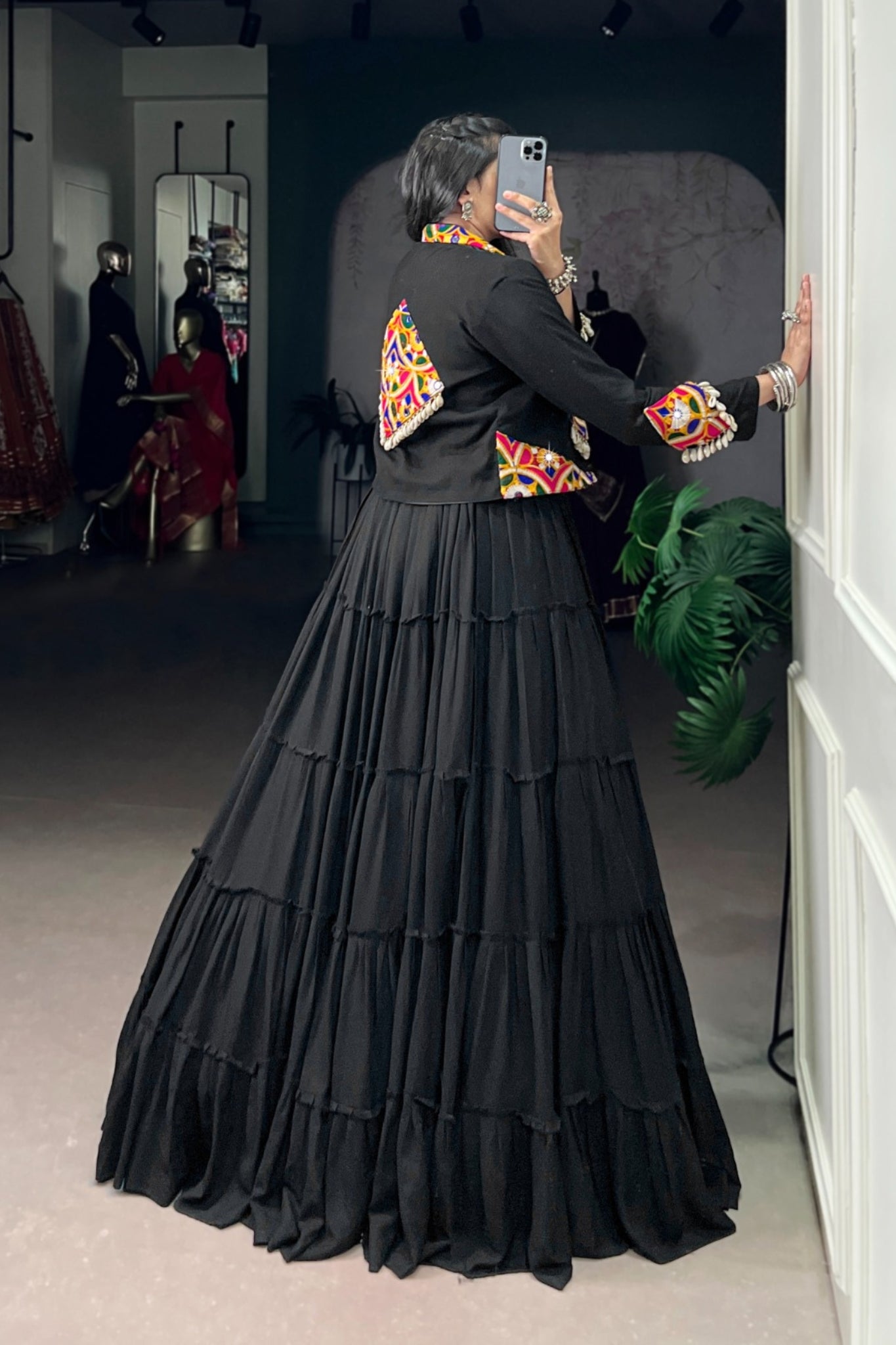 Pure Rayon Mirror Gamthi Work Navratri Lehenga Choli Set