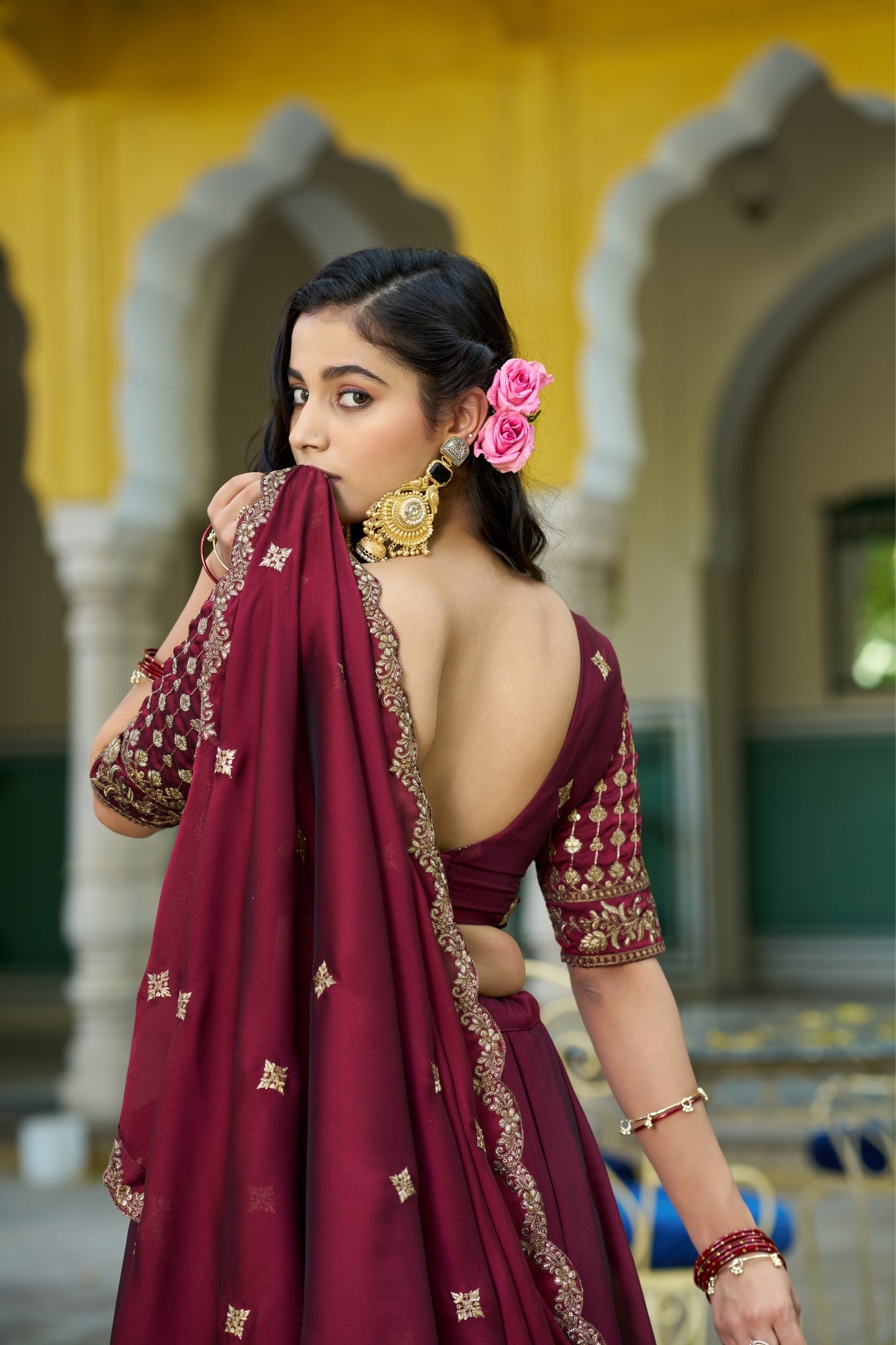 Orange Color Rangoli Silk Sequins And Thread Embroidery Work Lehenga Choli For Woman