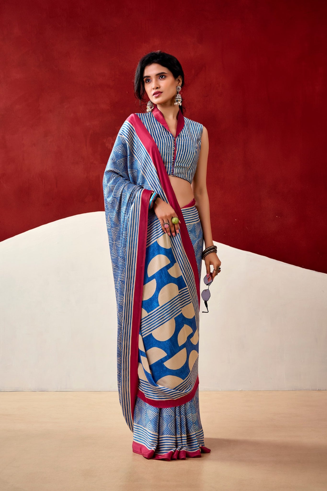 Soft Dull Silk Printed Saree With Elegant Border