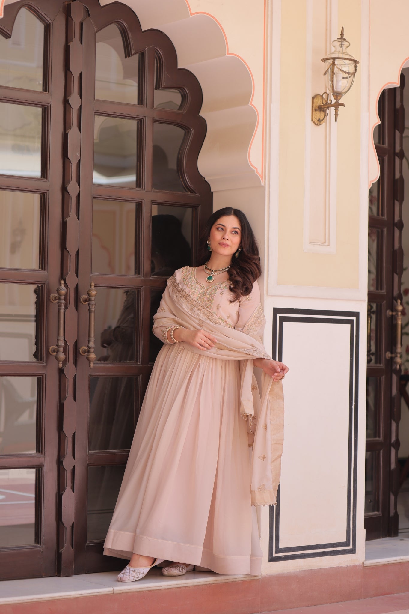Designer Georgette Gown With Sequins Elegance