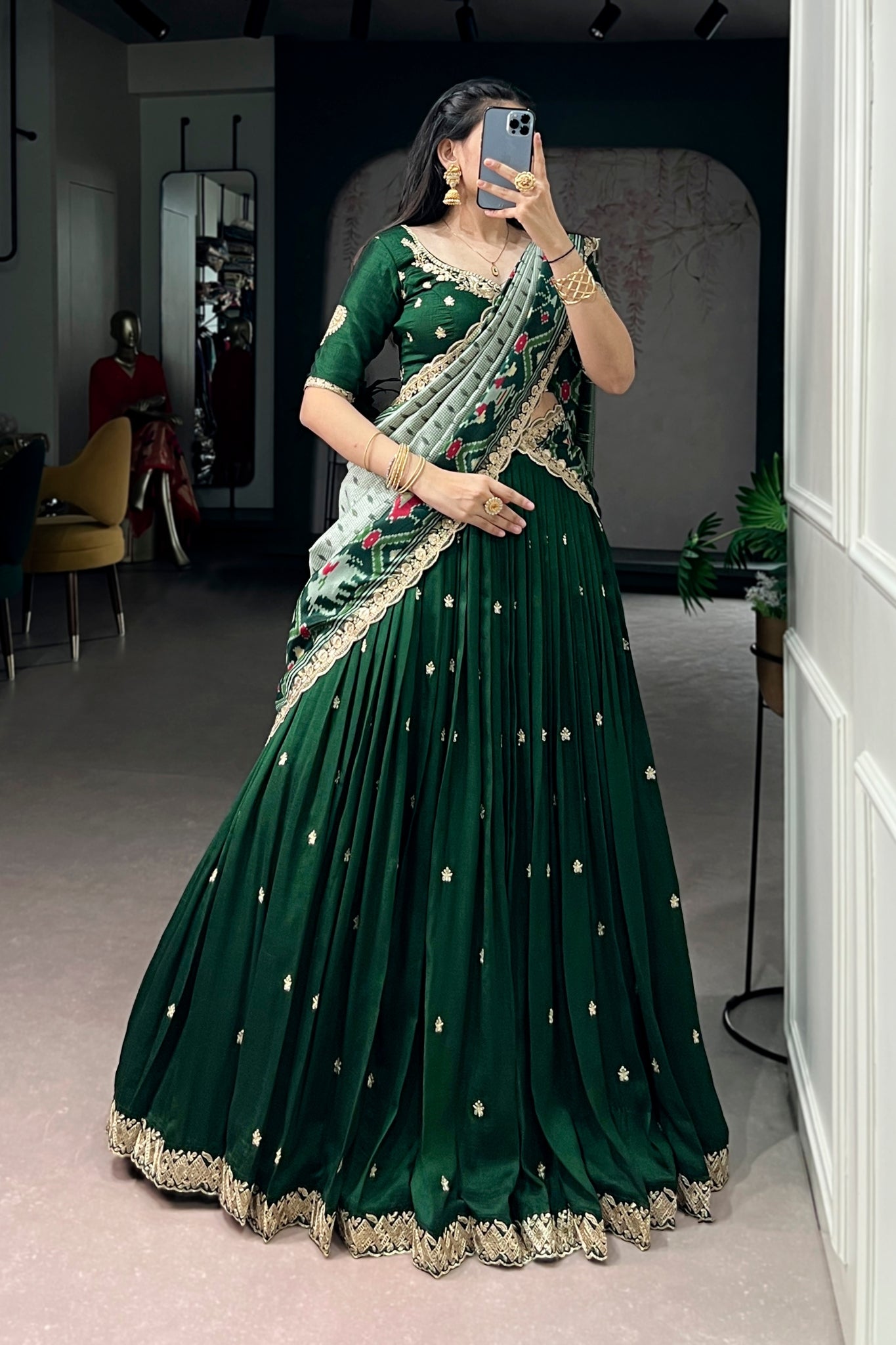 Premium Vichitra Silk Lehenga Choli For Women With Dupatta