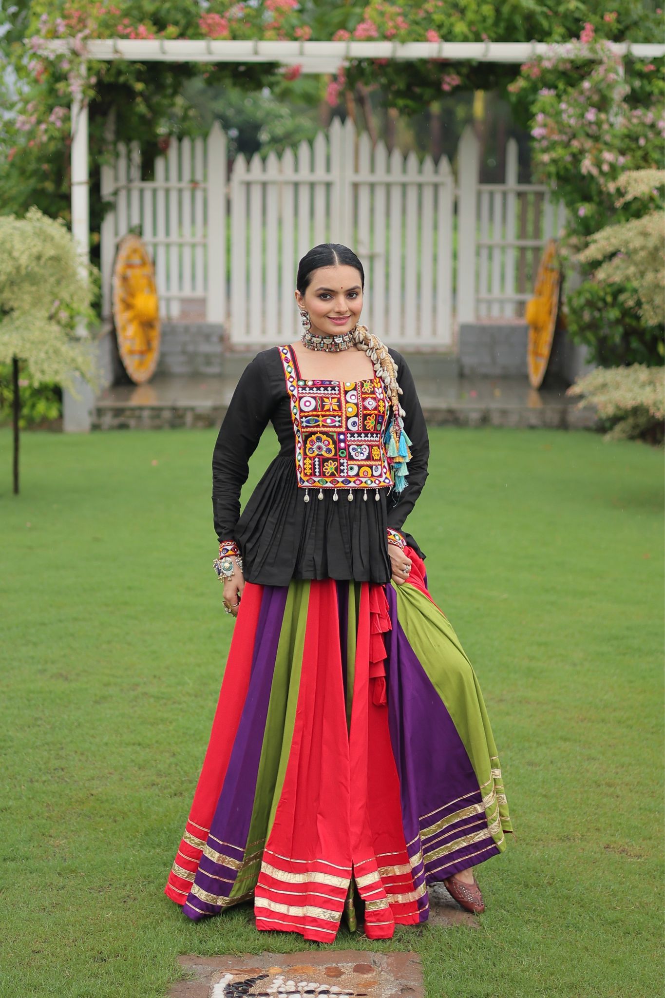 Navratri Special Rayon Kutchi Gamthi Work Traditional Lehenga Choli