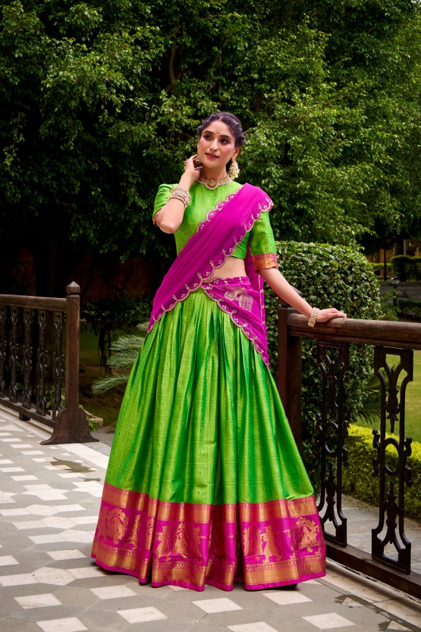 Poly Cotton Zari Weaving Work Beautiful Lehenga Choli