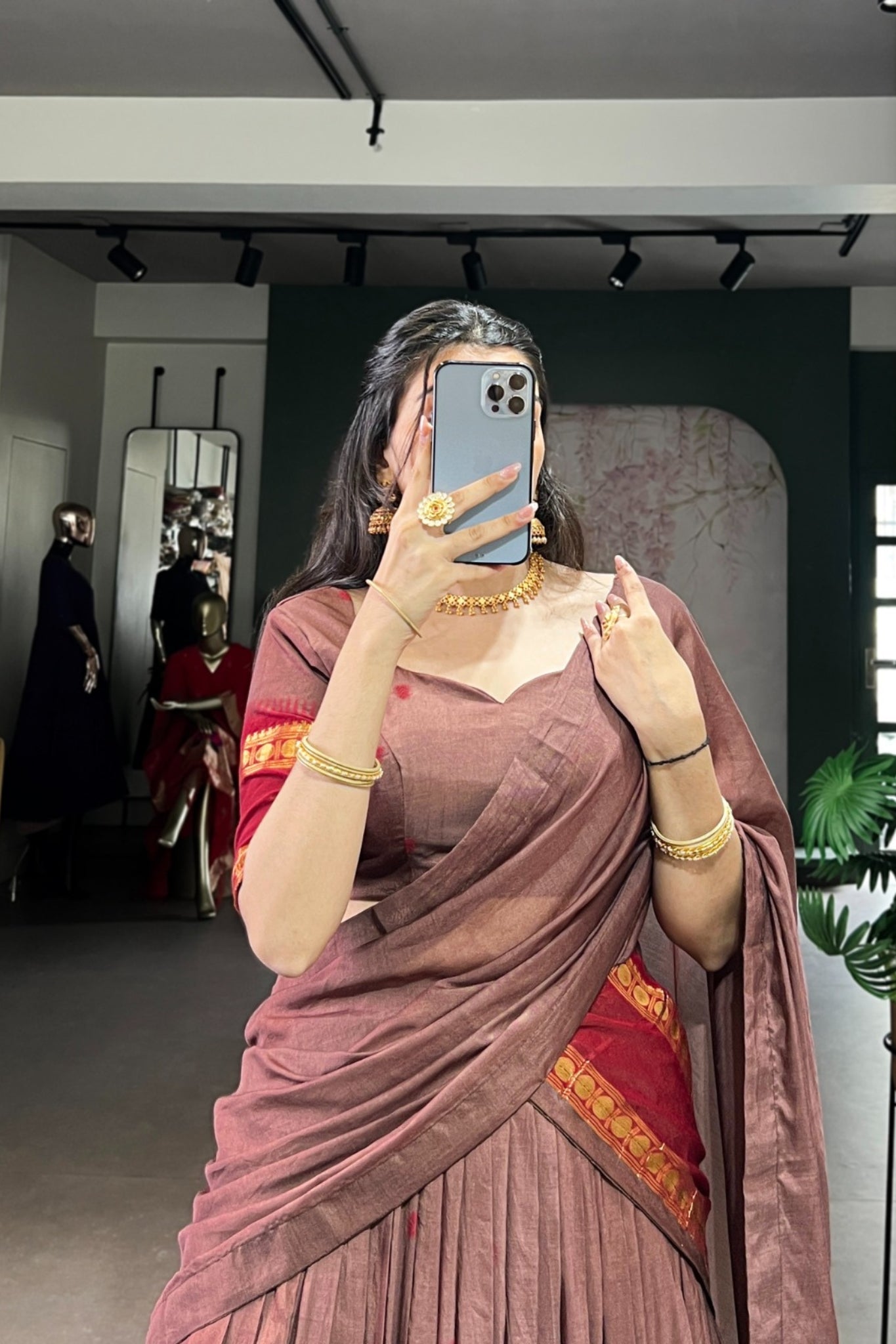 Pure Chanderi Zari Weaving Work South Indian Lehenga Choli