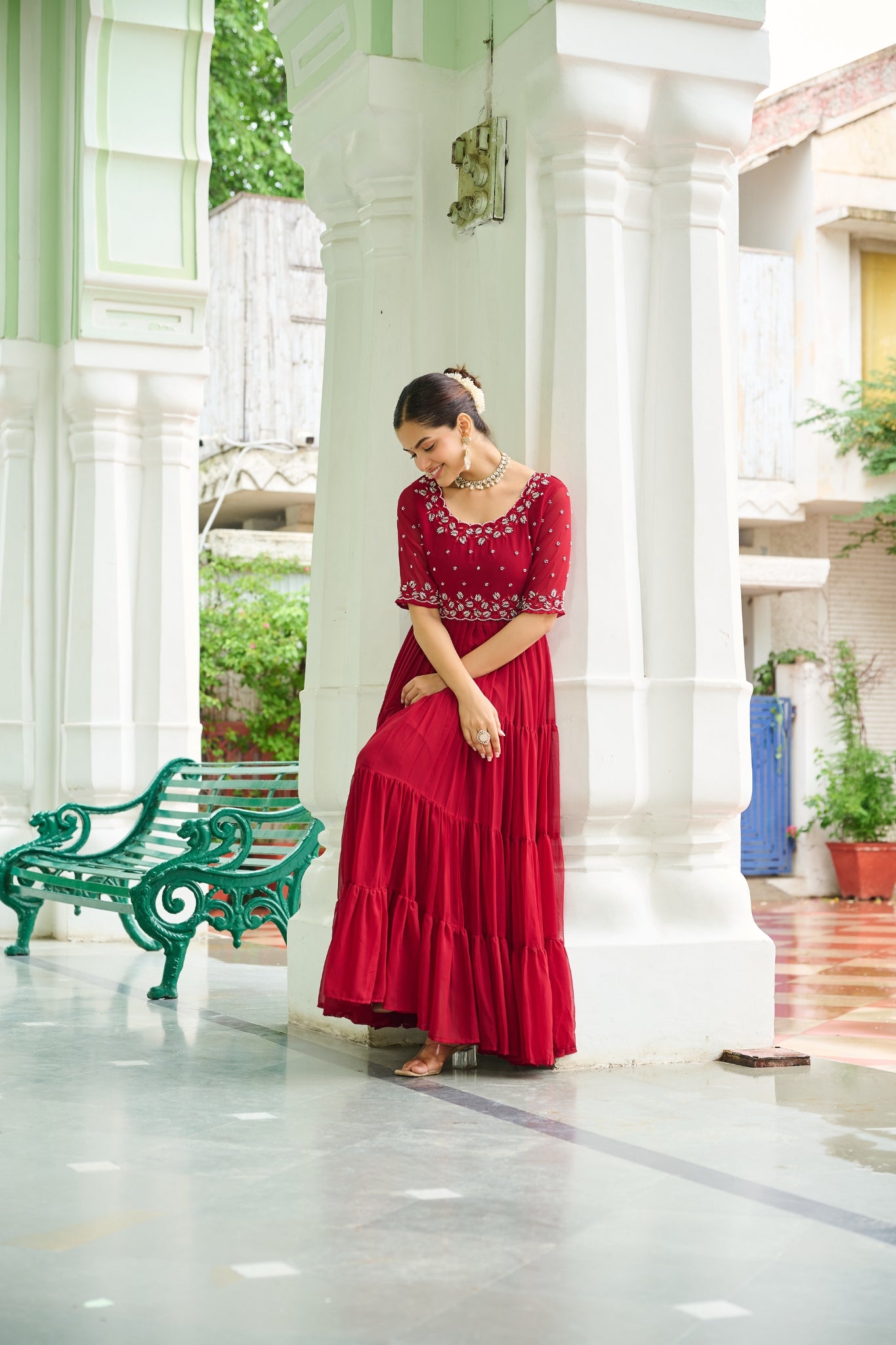 Stunning Beads Embroidery Work Beautiful Gown