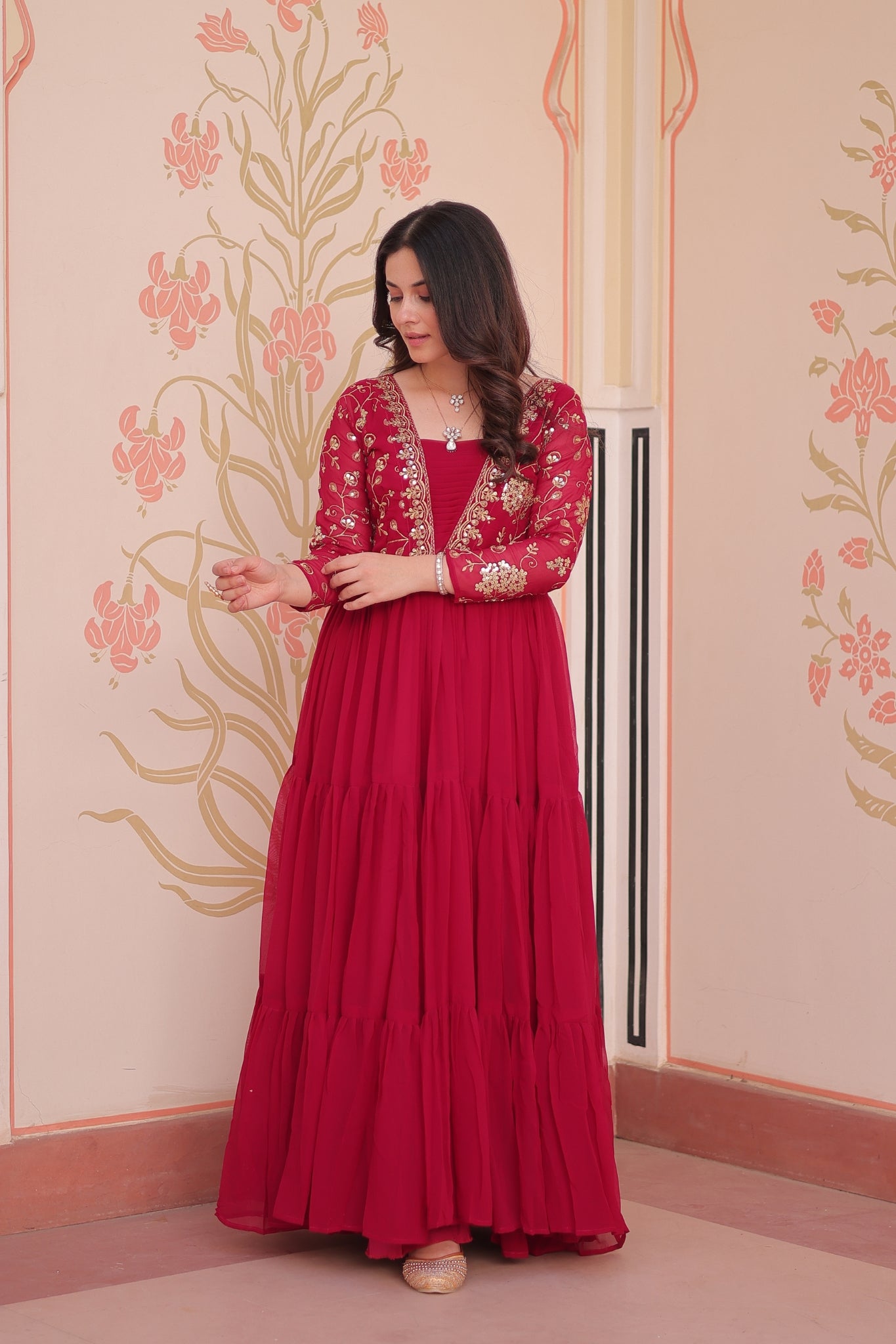 Sequins Zari Embroidered Work Wedding Designer Gown