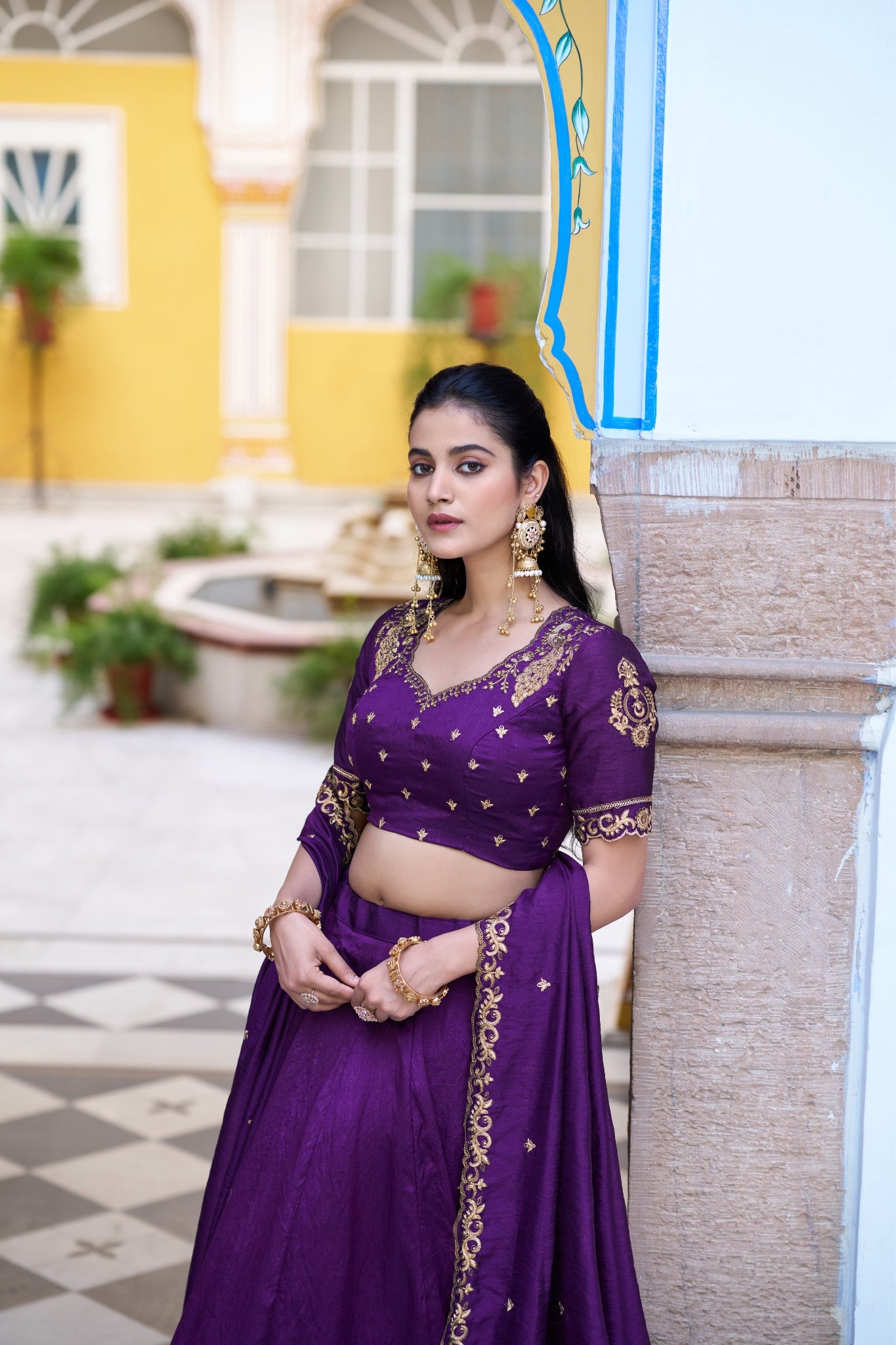 Designer Silk Lehenga Choli For Women With Sequins Thread Embroidery Dupatta