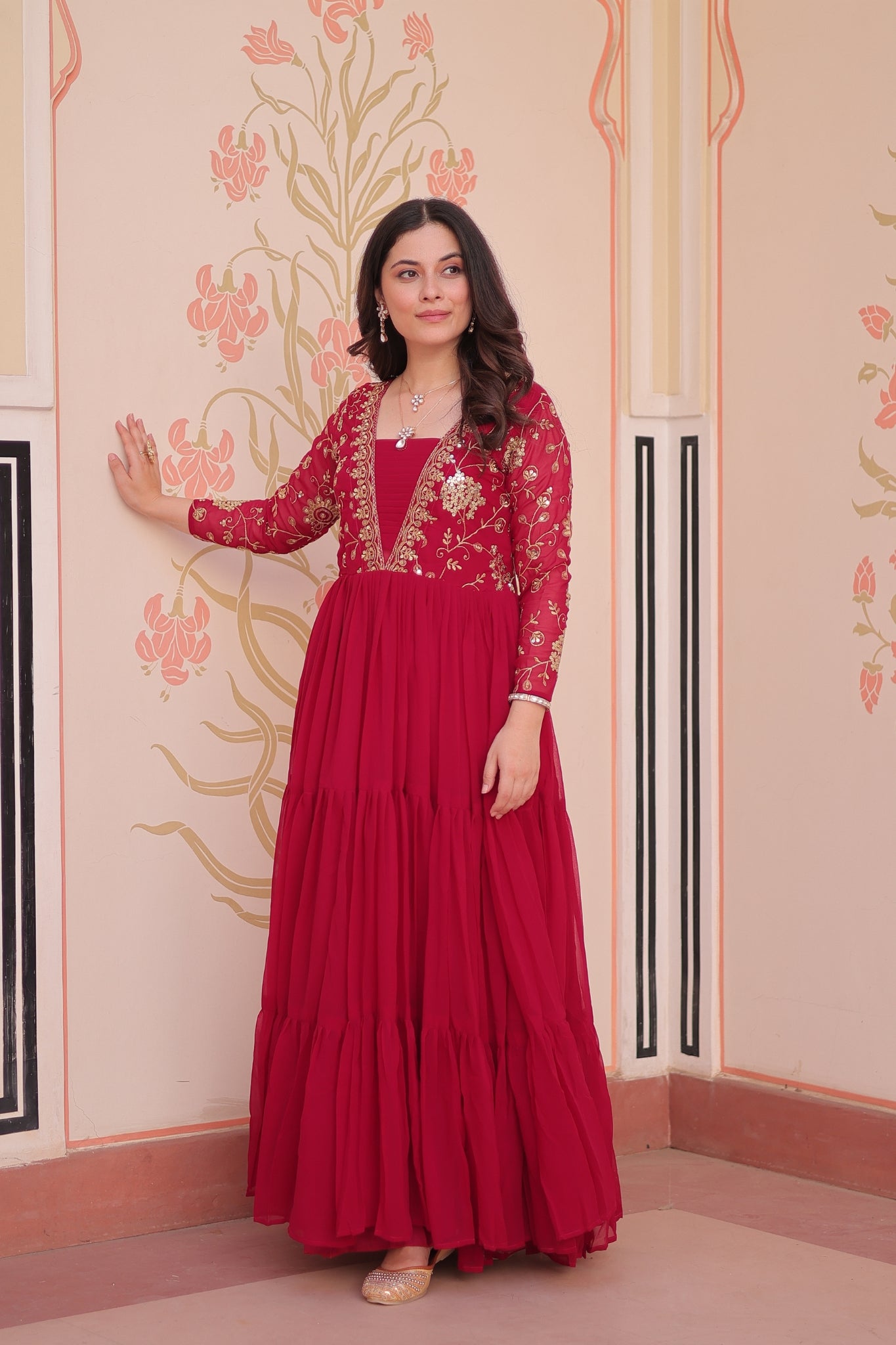 Sequins Zari Embroidered Work Wedding Designer Gown