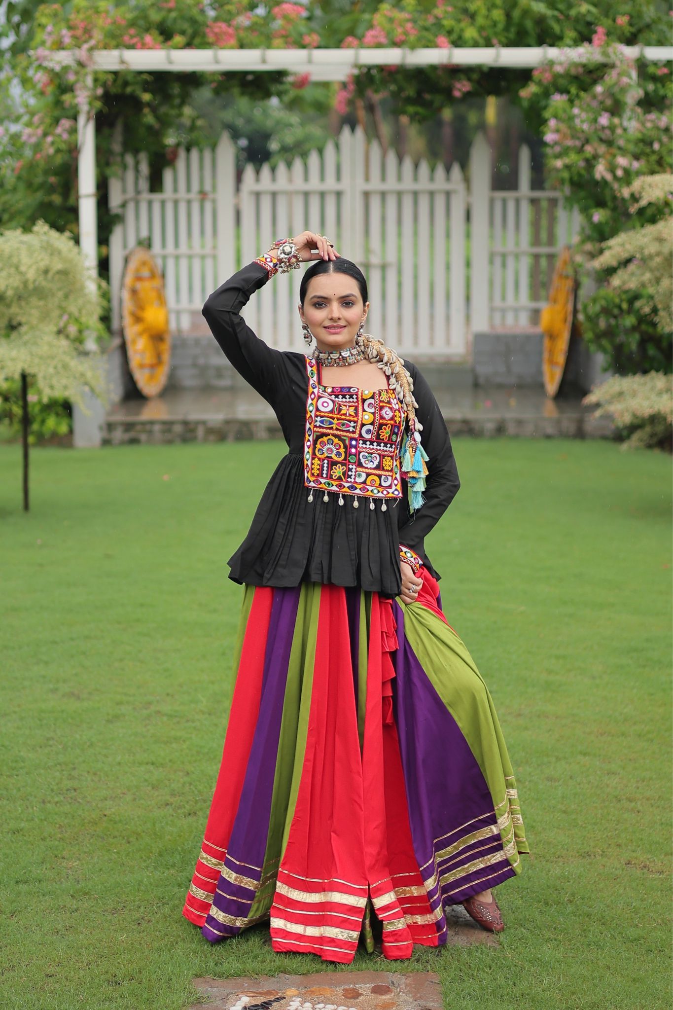 Navratri Special Rayon Kutchi Gamthi Work Traditional Lehenga Choli