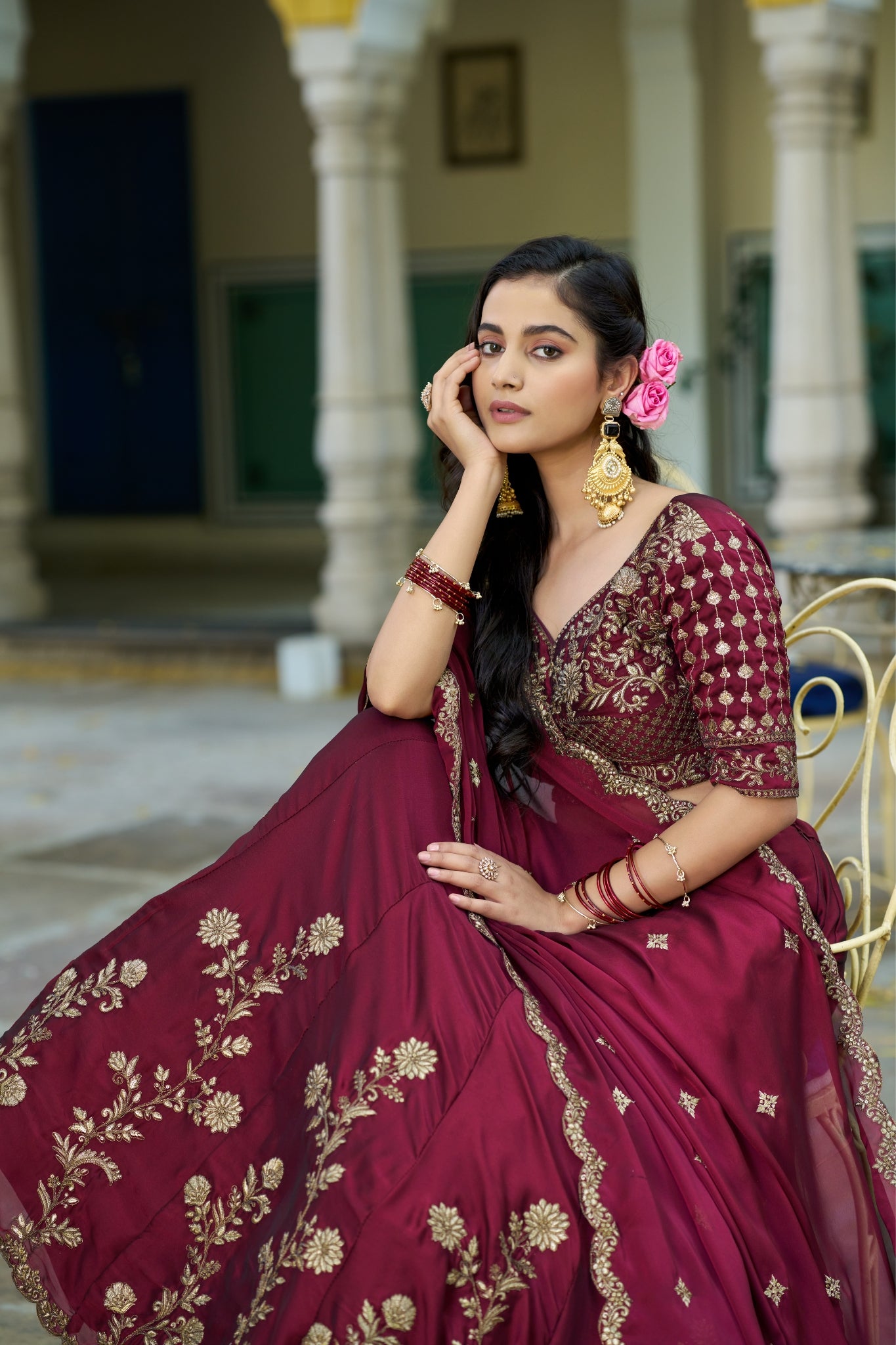 Orange Color Rangoli Silk Sequins And Thread Embroidery Work Lehenga Choli For Woman