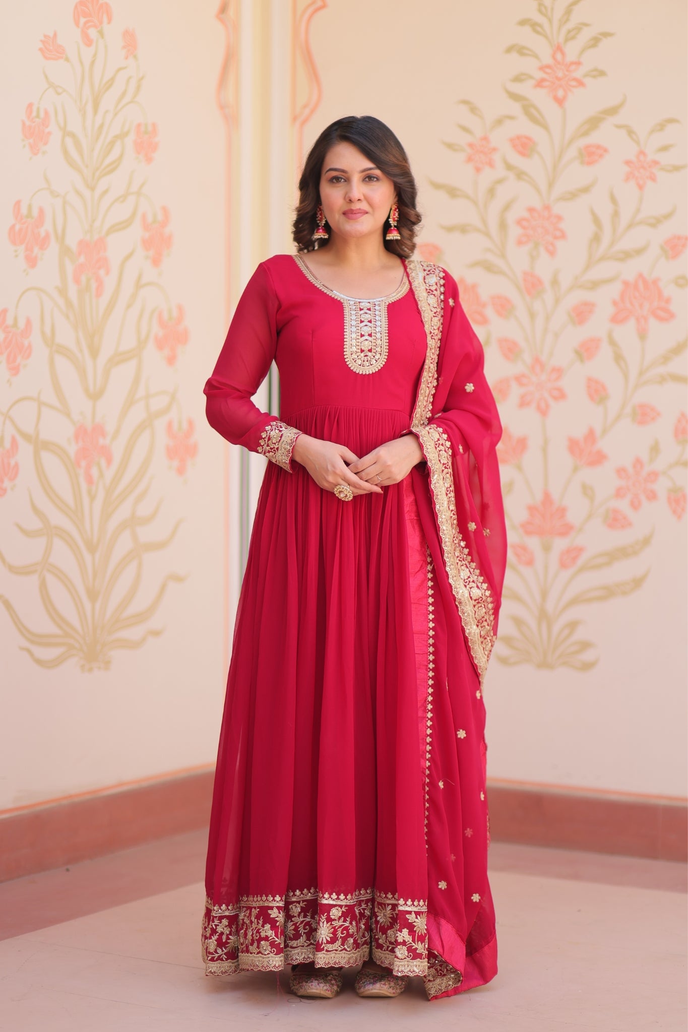 Stunning Designer Georgette Sequins Embroidered Beautiful Gown