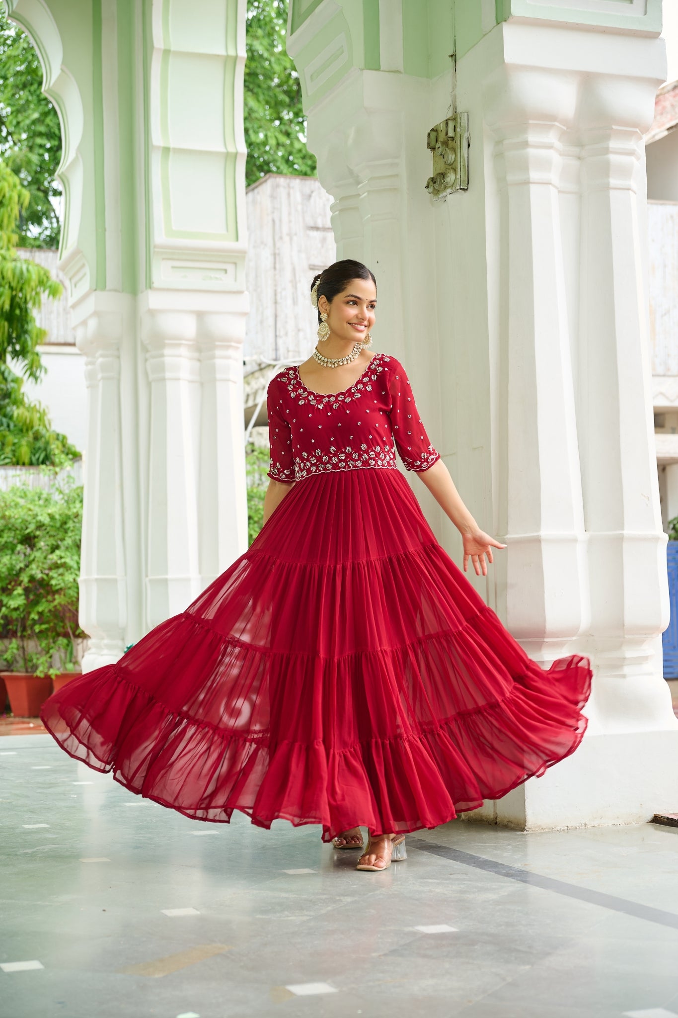 Stunning Beads Embroidery Work Beautiful Gown