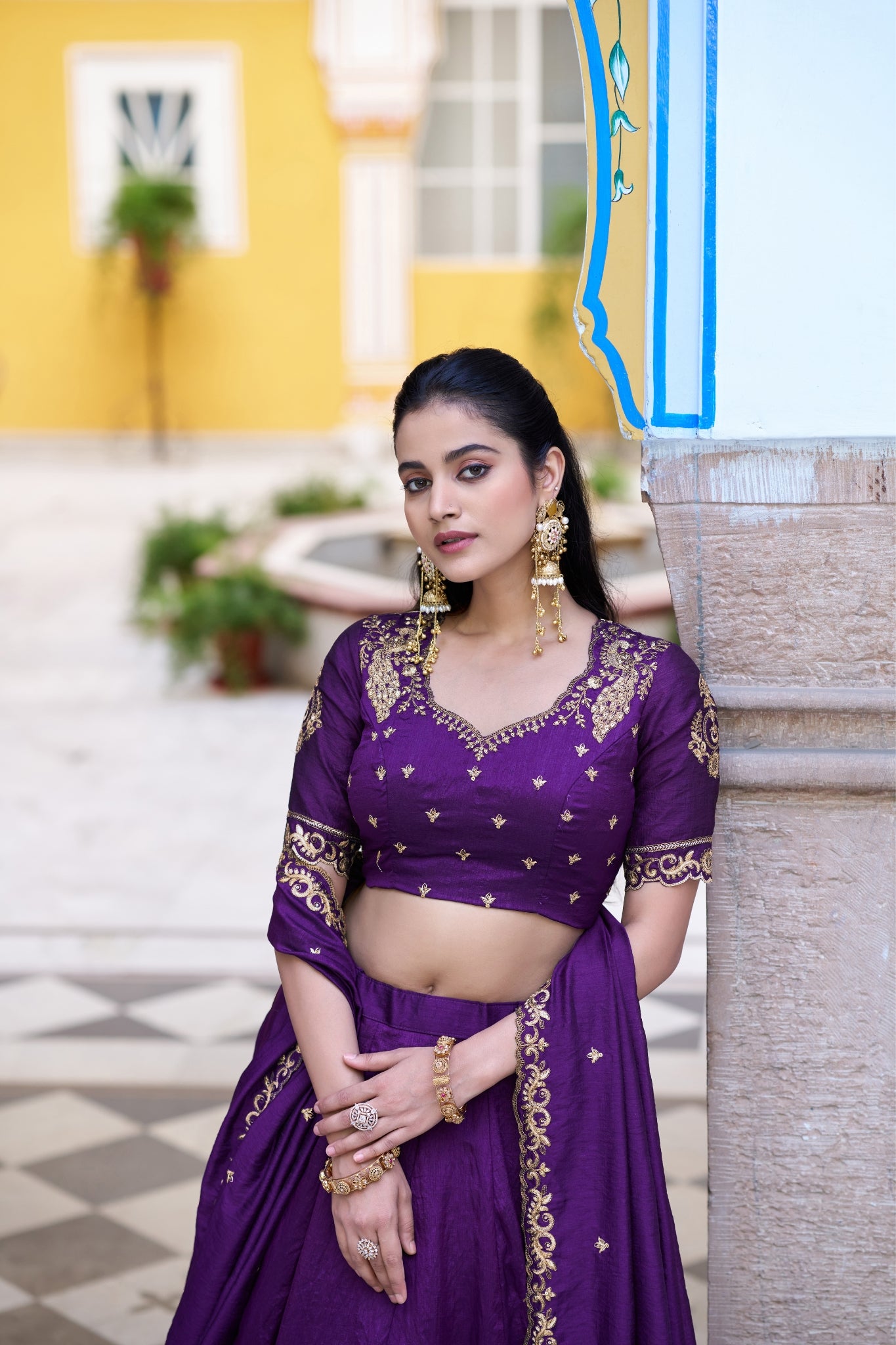 Designer Silk Lehenga Choli For Women With Sequins Thread Embroidery Dupatta