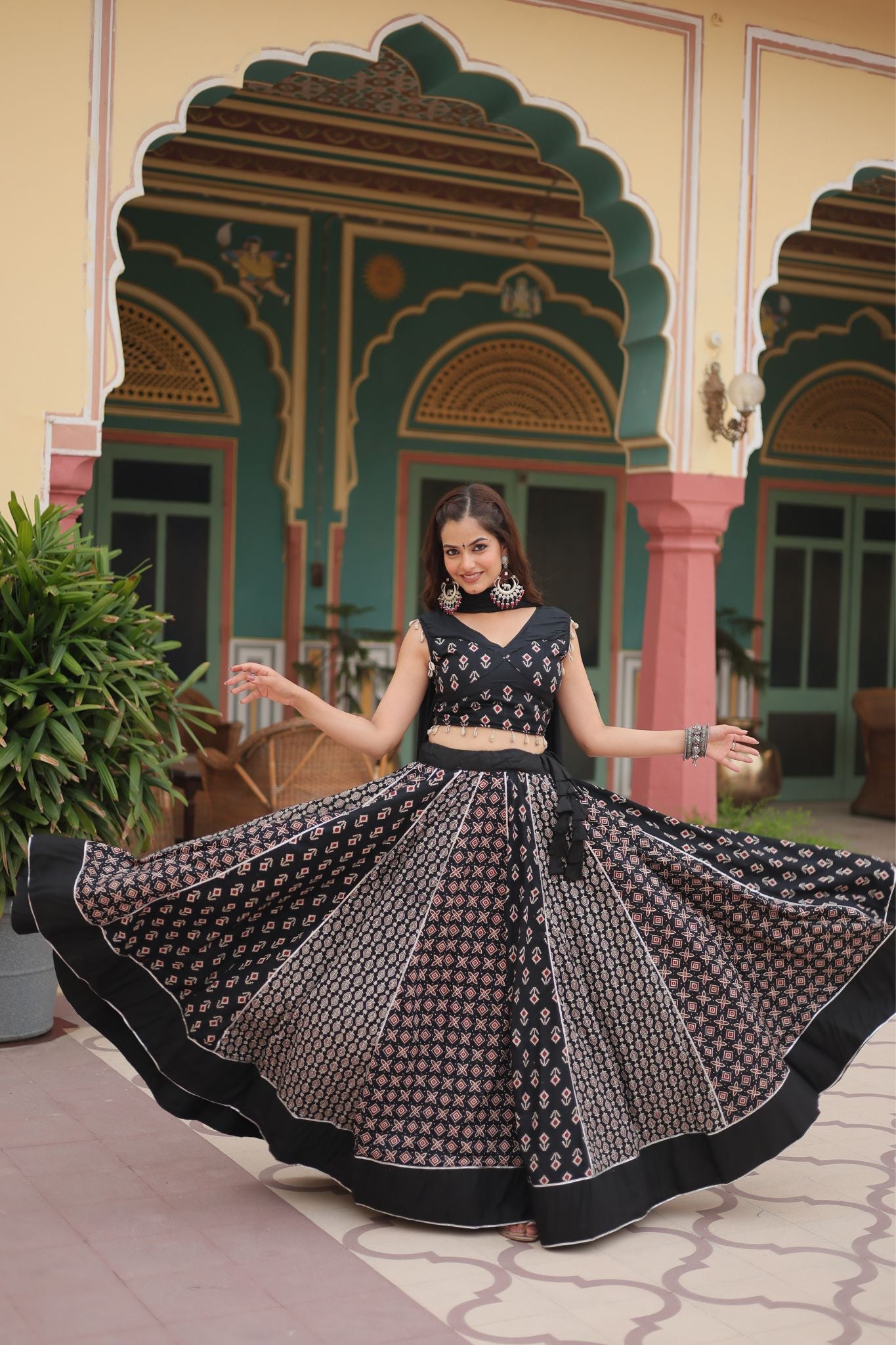 New Readymade Printed Rayon Navratri Lehenga Choli Set