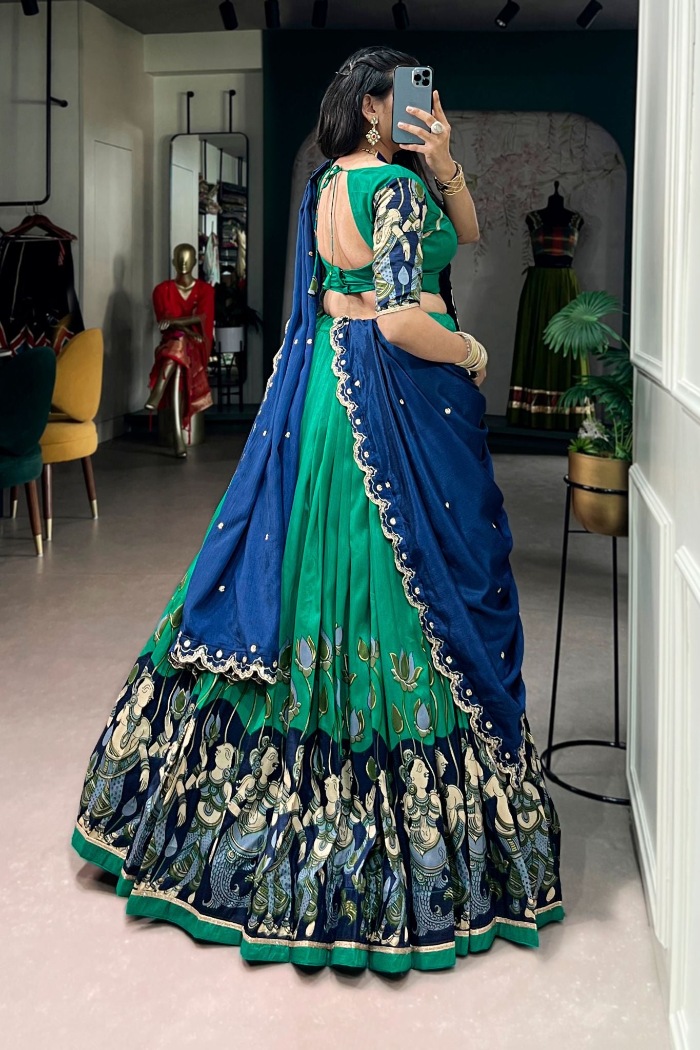 Designer Tasar Silk Kalamkari Print Wedding And Festive Lehenga Choli