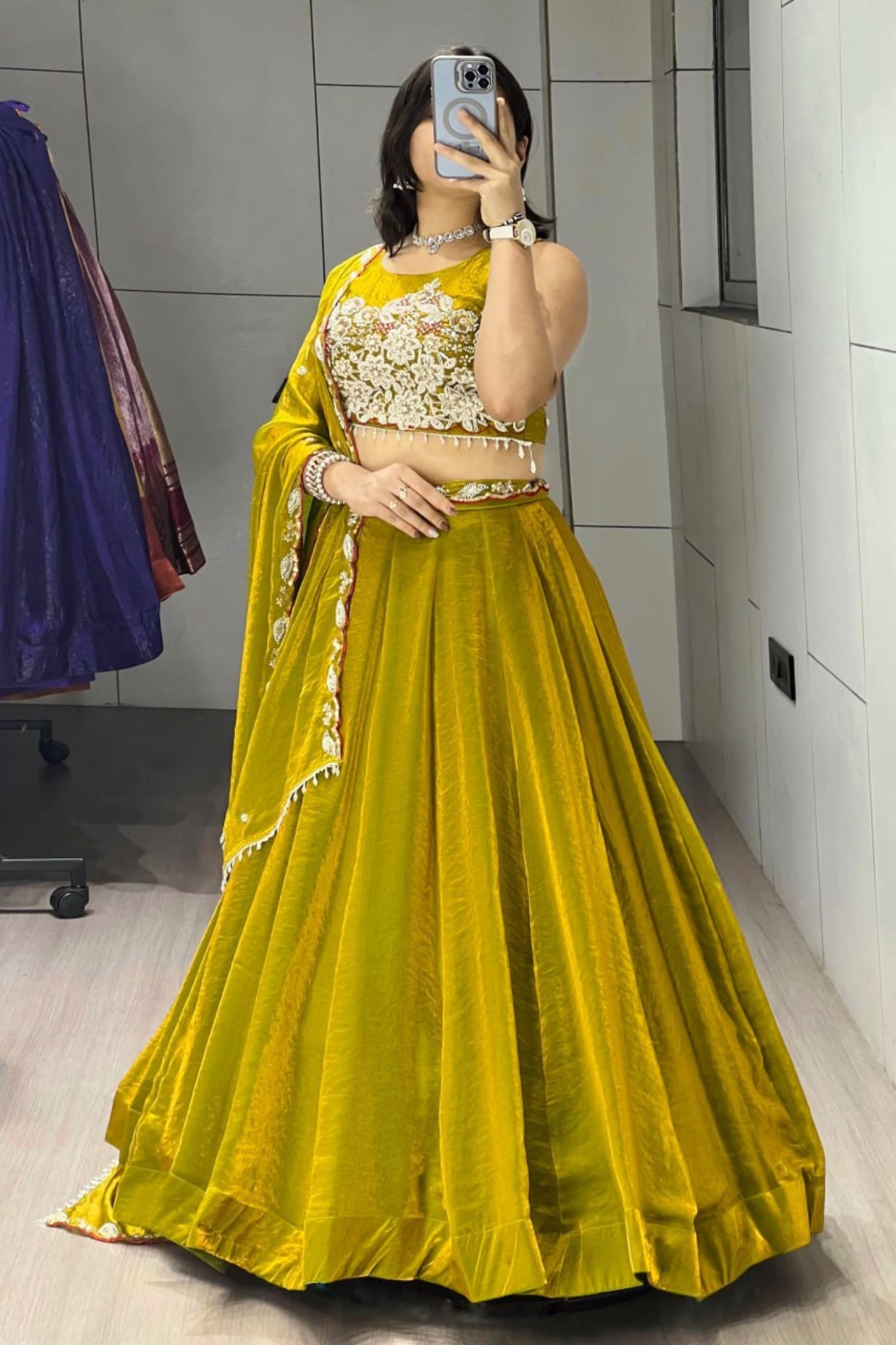 Luxury Antique Beads Work Lehenga Choli With Designer Scallop Blouse And Elegant Dupatta