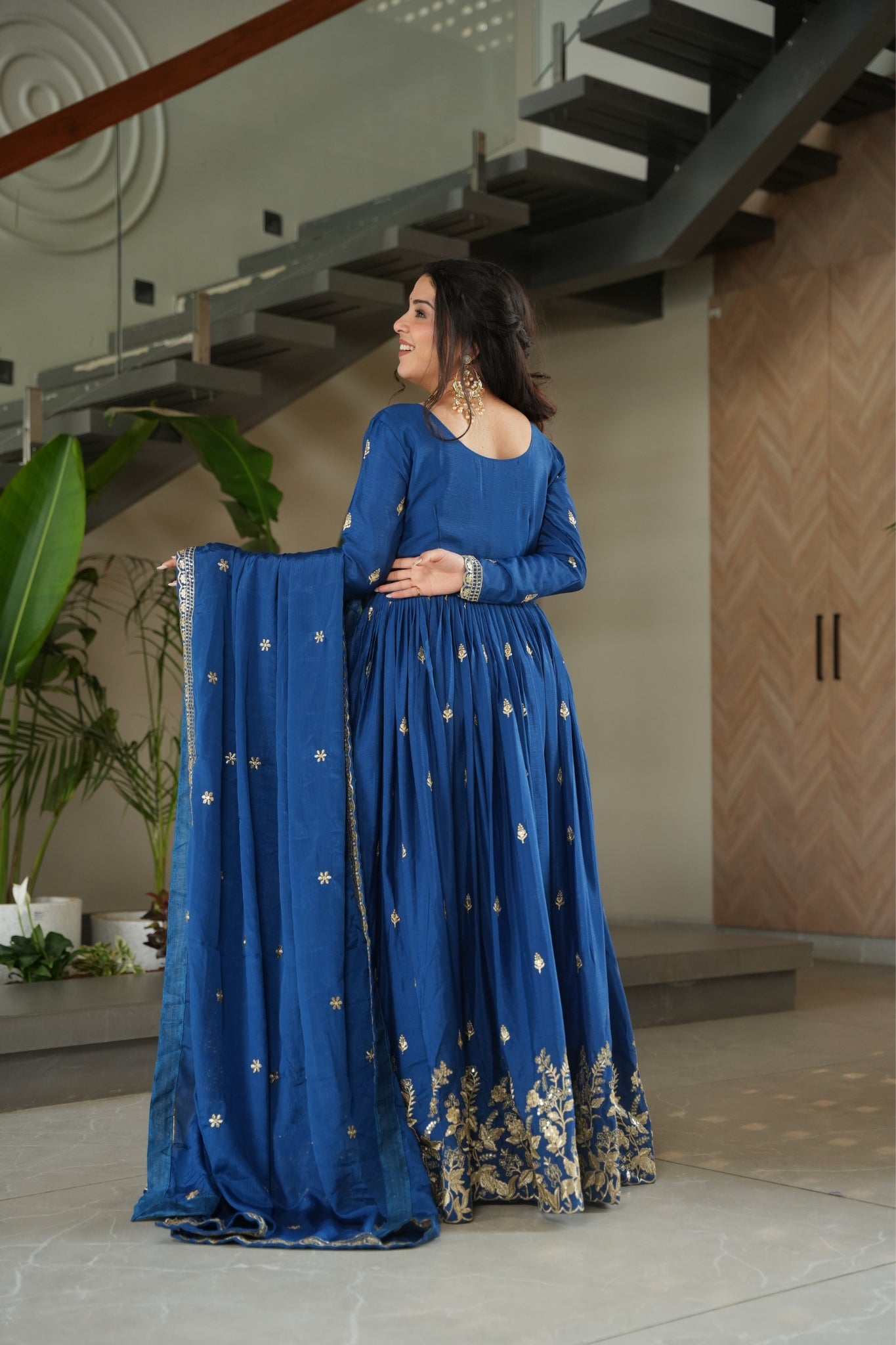 Wedding Designer Embroidered Zari Sequins Work Gown