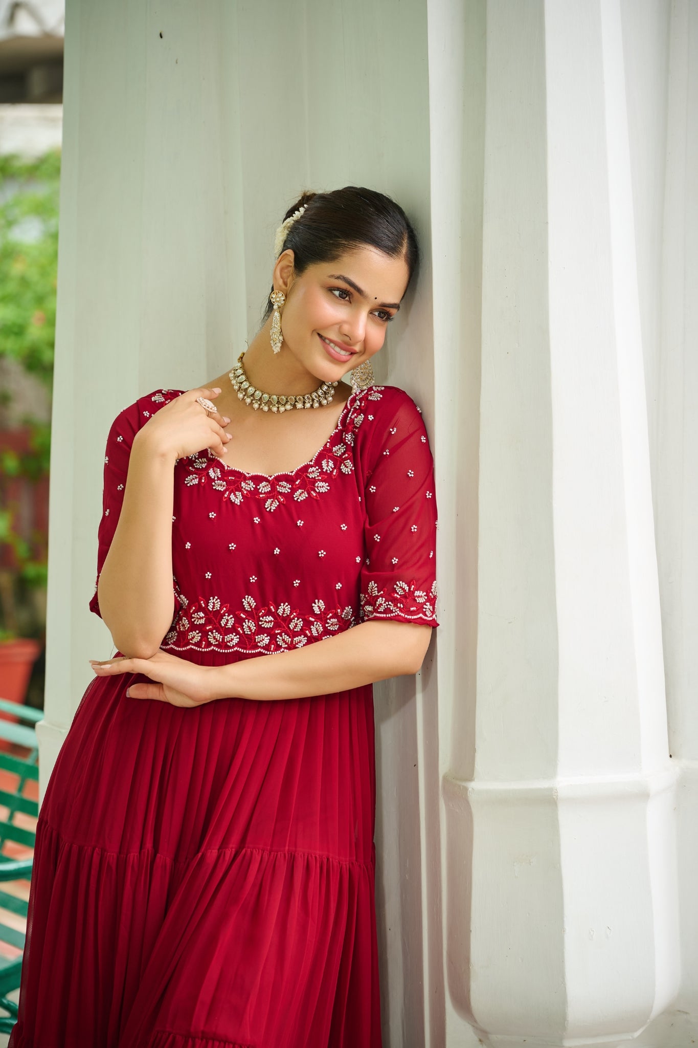 Stunning Beads Embroidery Work Beautiful Gown