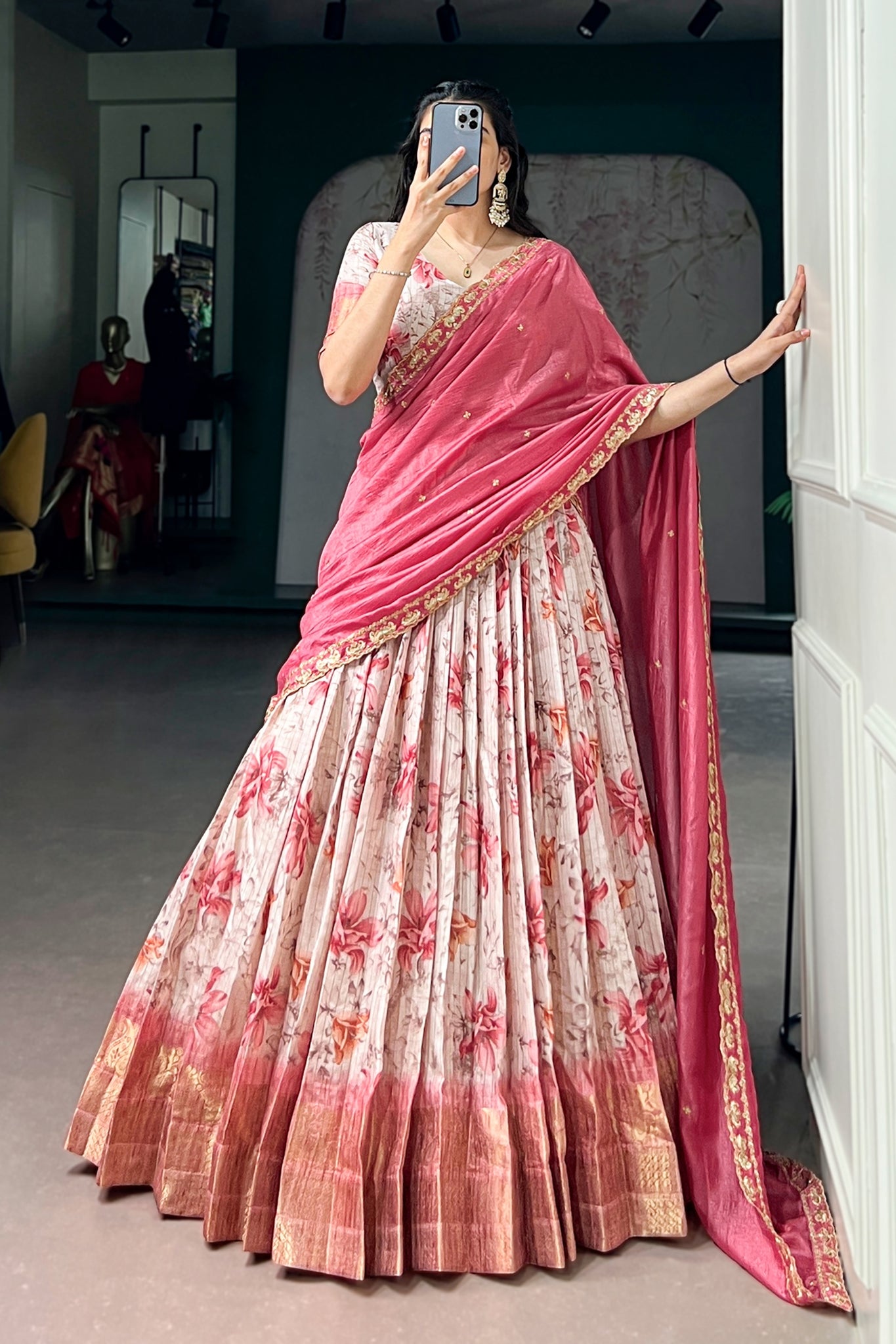 Designer Dola Chex Floral Printed Lehenga Choli For Women