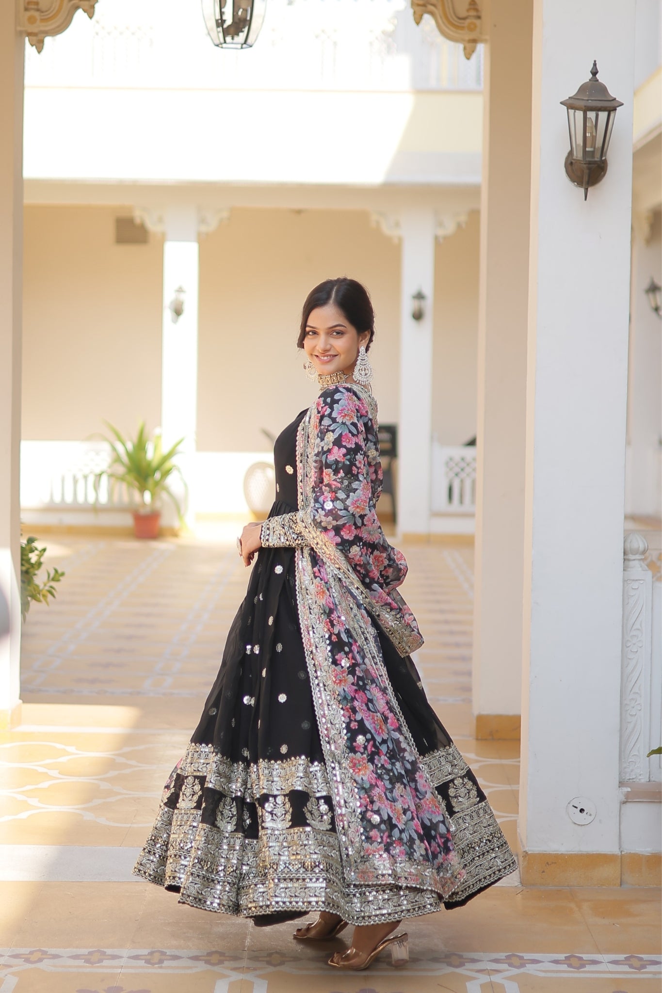 Beautiful Stylish designer Gown With Dupatta Set