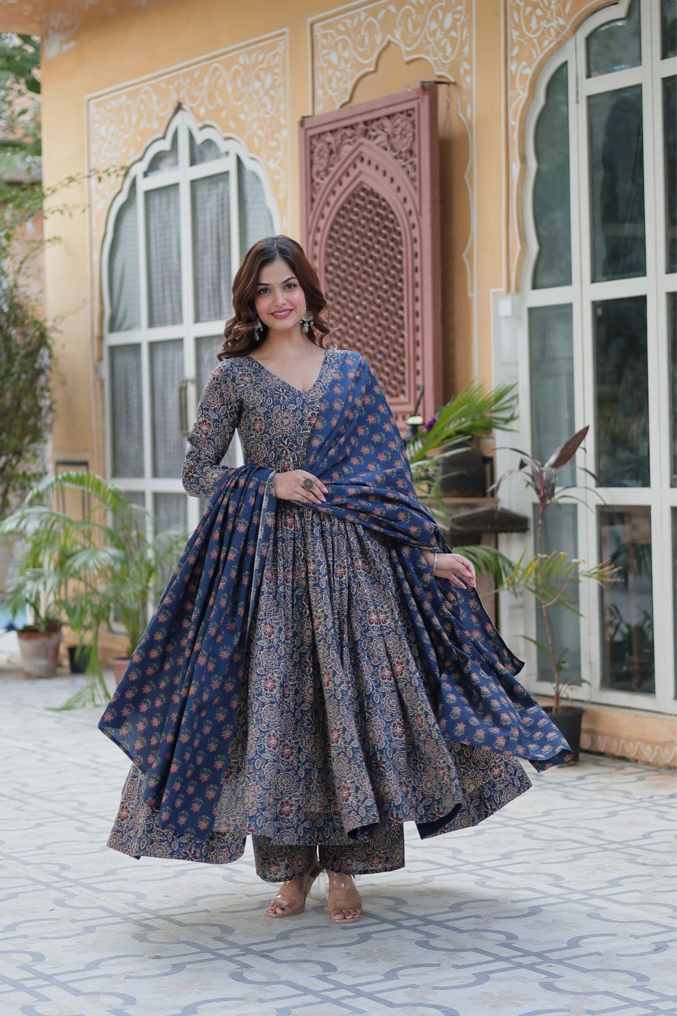 Pure Cotton Printed Designer Anarkali Flared Suit Set