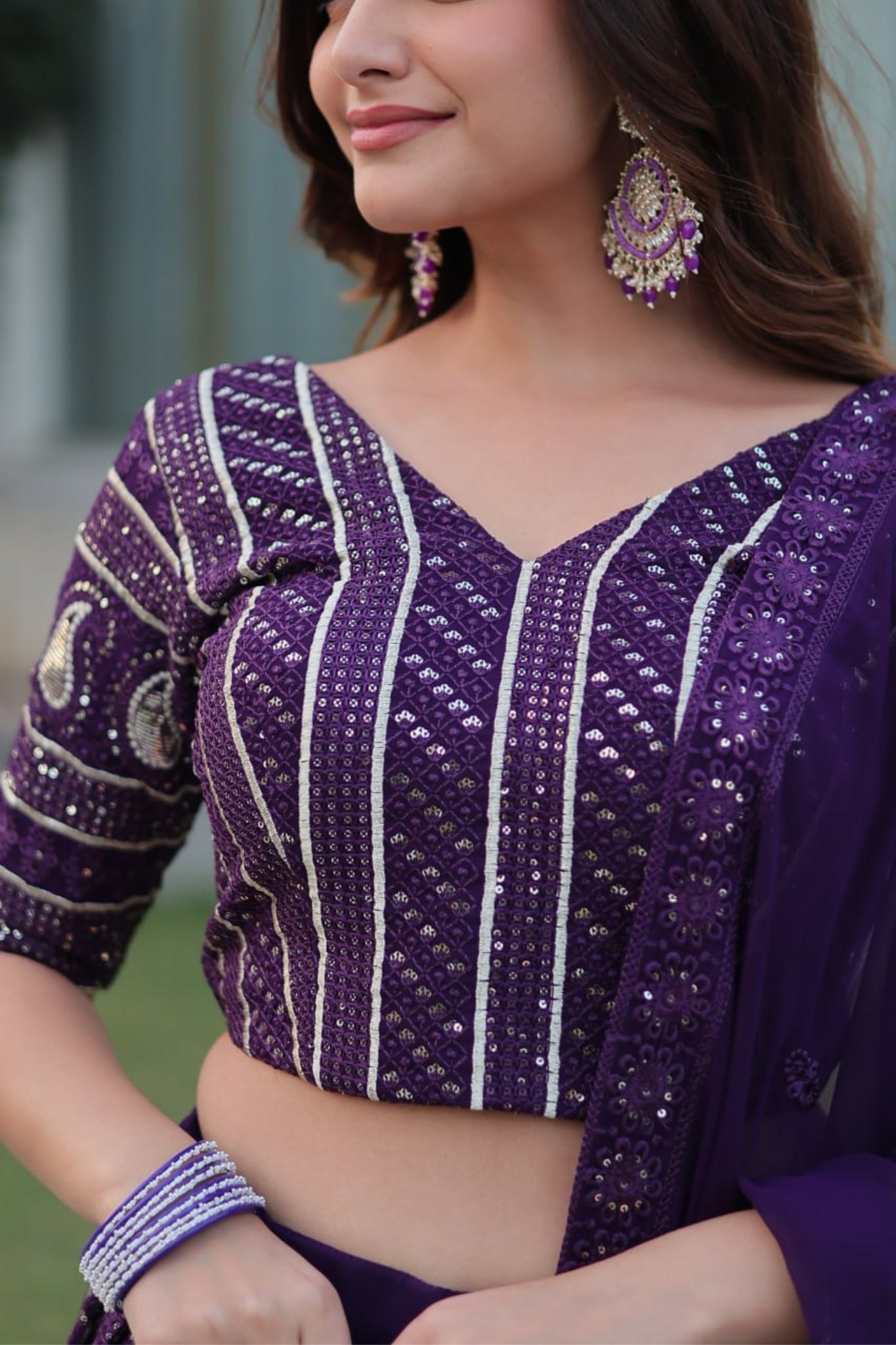 Purple Embroidered Wedding Special Lehenga Choli