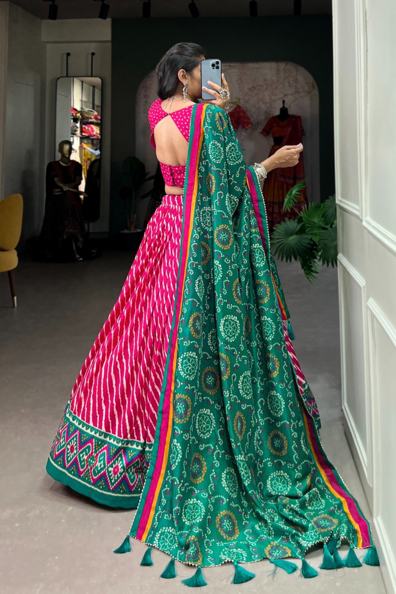 Gorgeous Patola Leheriyu Print Lehenga Choli