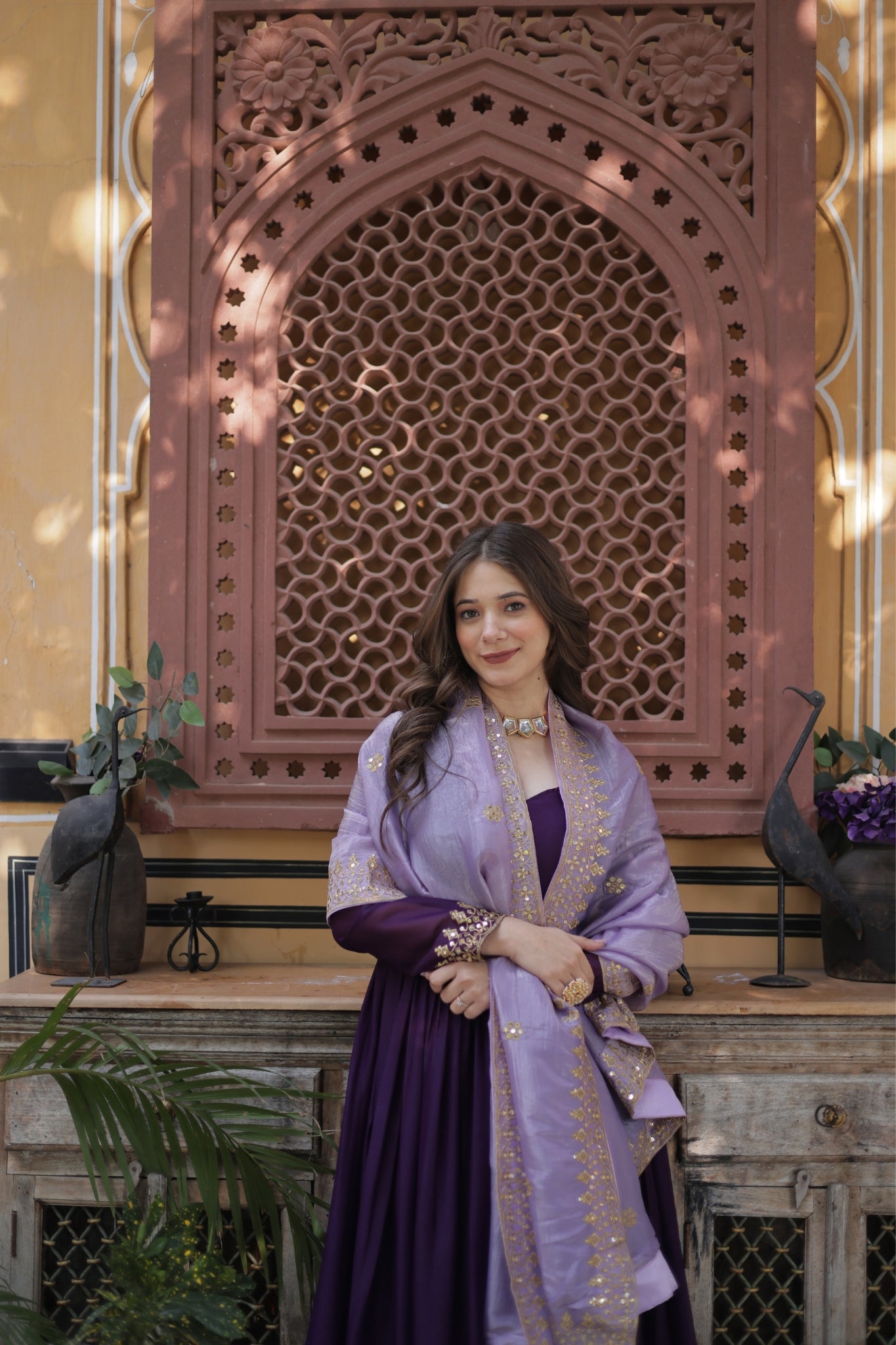 Festive Elegance Georgette Embroidered Zari Sequins Work Wedding Gown With Dupatta Set