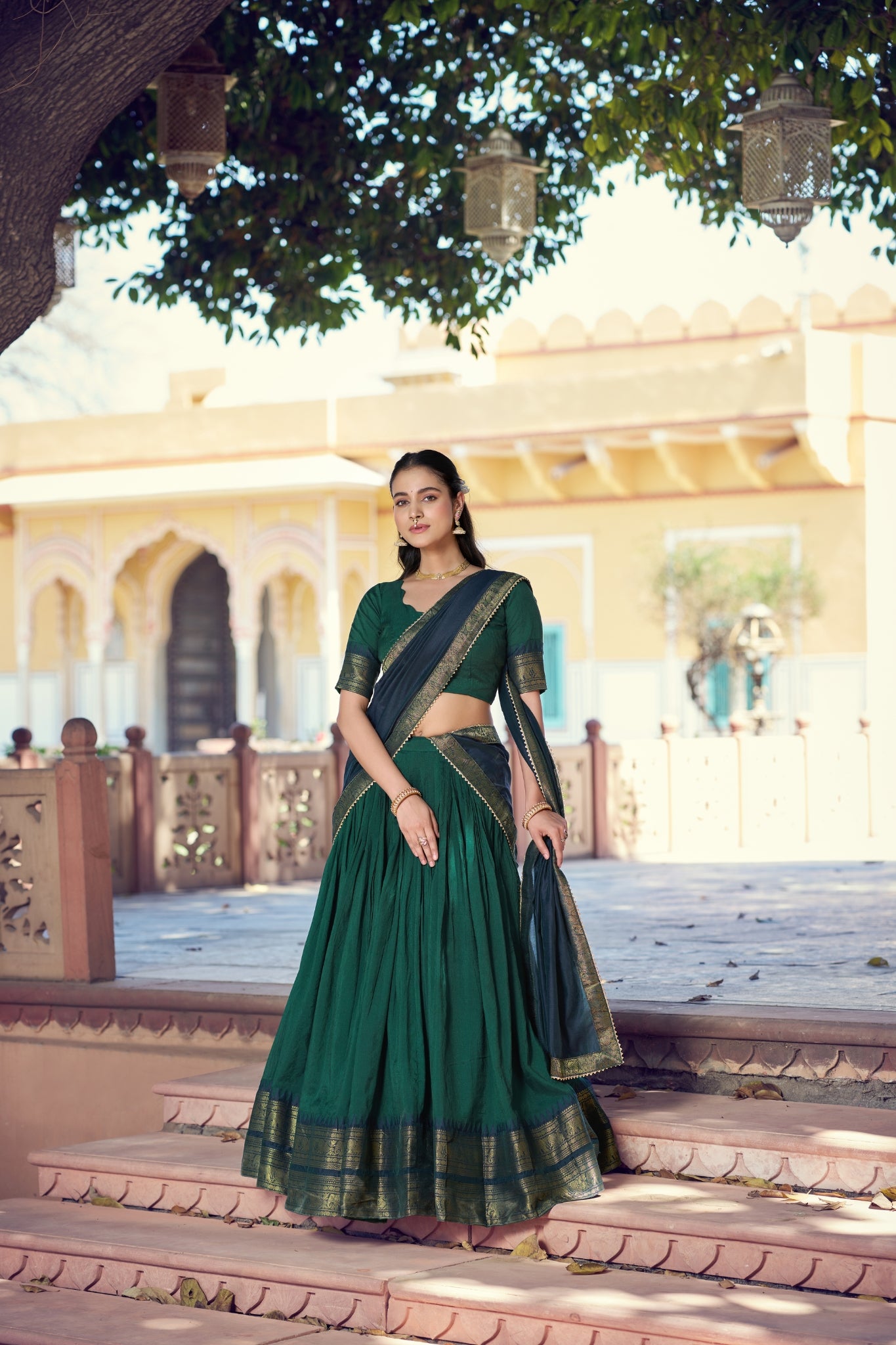 South Indian Traditional Lehenga Choli With Dupatta For Women