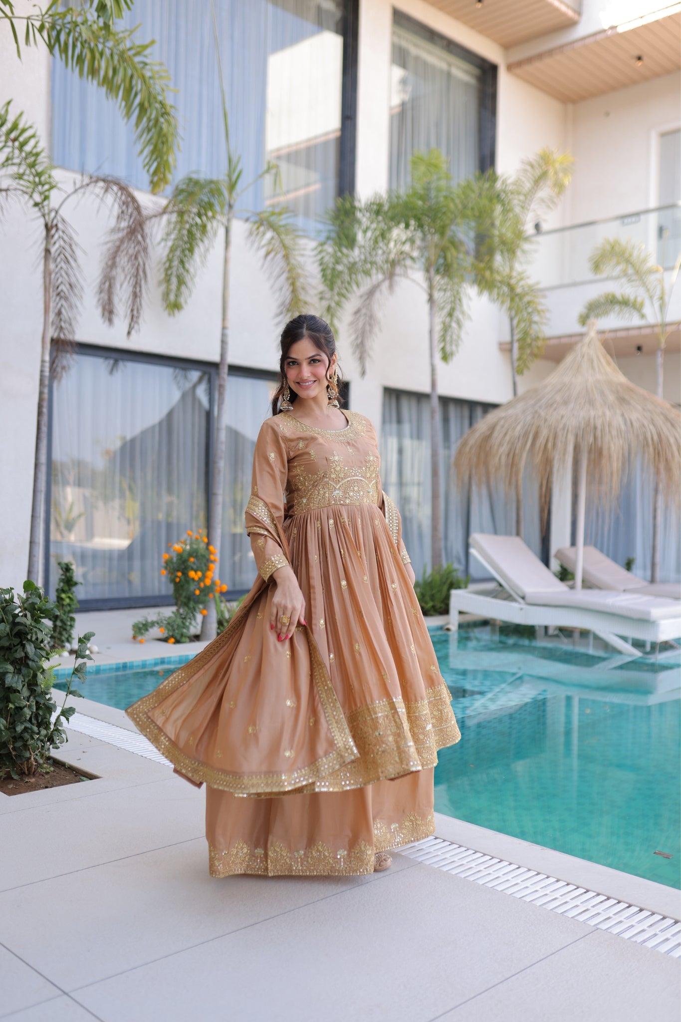 Premium Embroidered Kurti Sharara Dupatta Set For Women