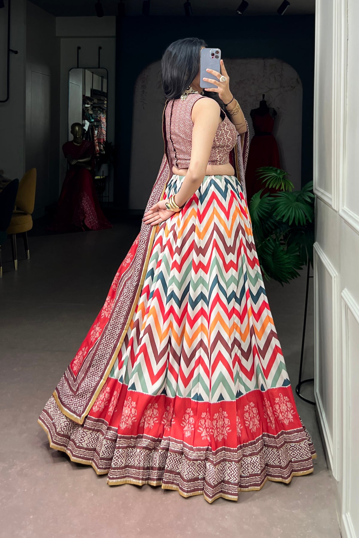 Vaishali Silk Designer Print With Beads Work Lehenga Choli For Wedding & Festive Wear
