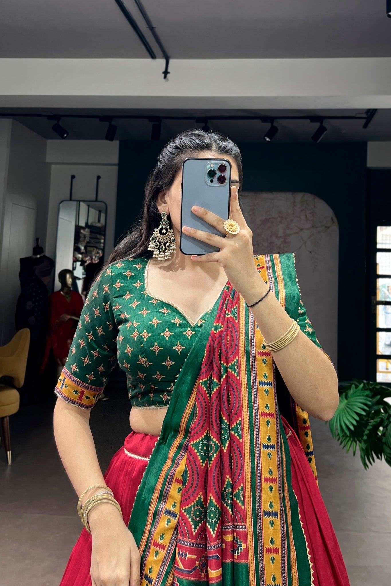 Premium Printed Festive Tasar Silk Lehenga Choli Set For Women