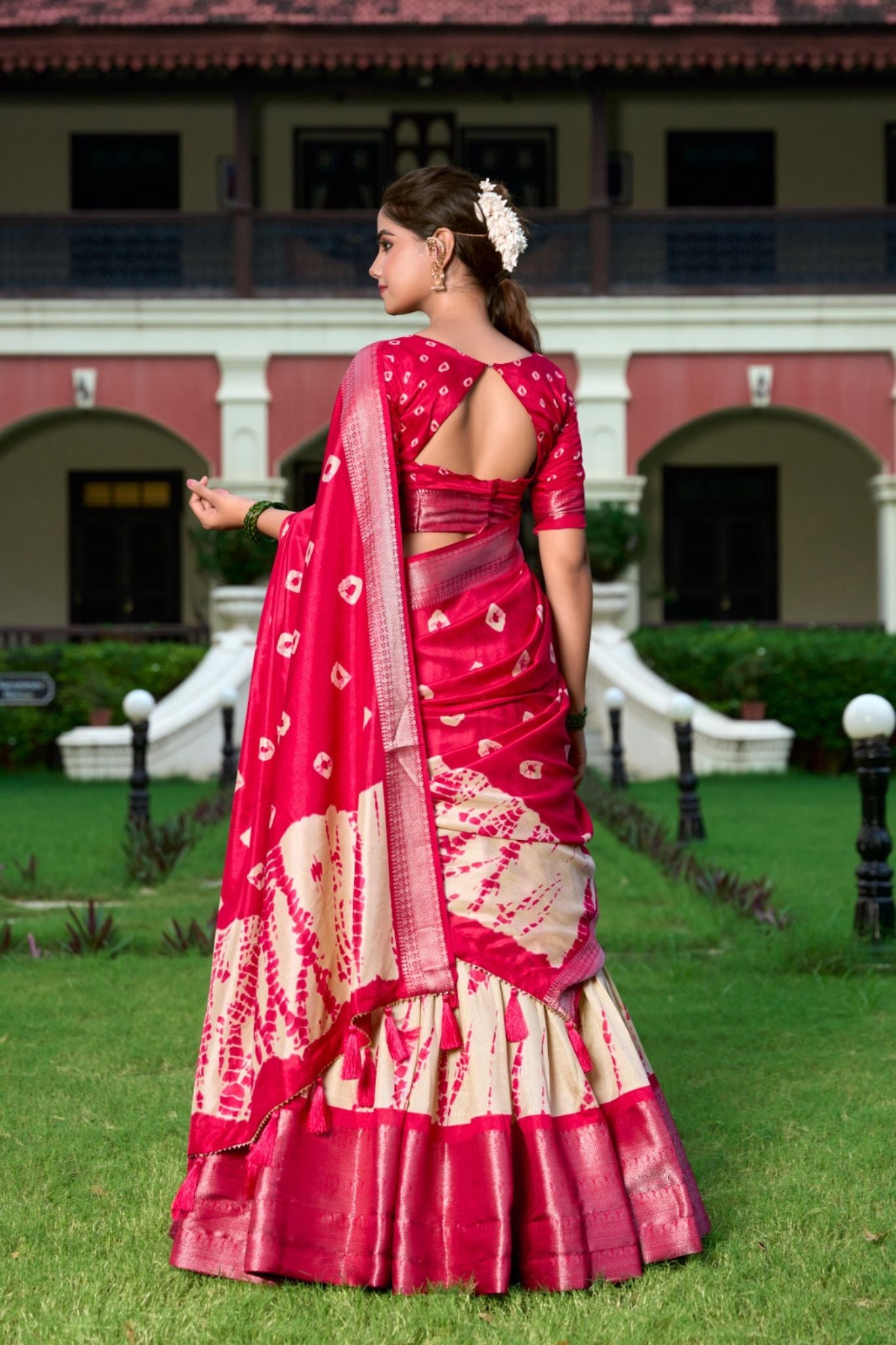 Bandhej With Shibori Printed Dola Silk Lehenga Choli