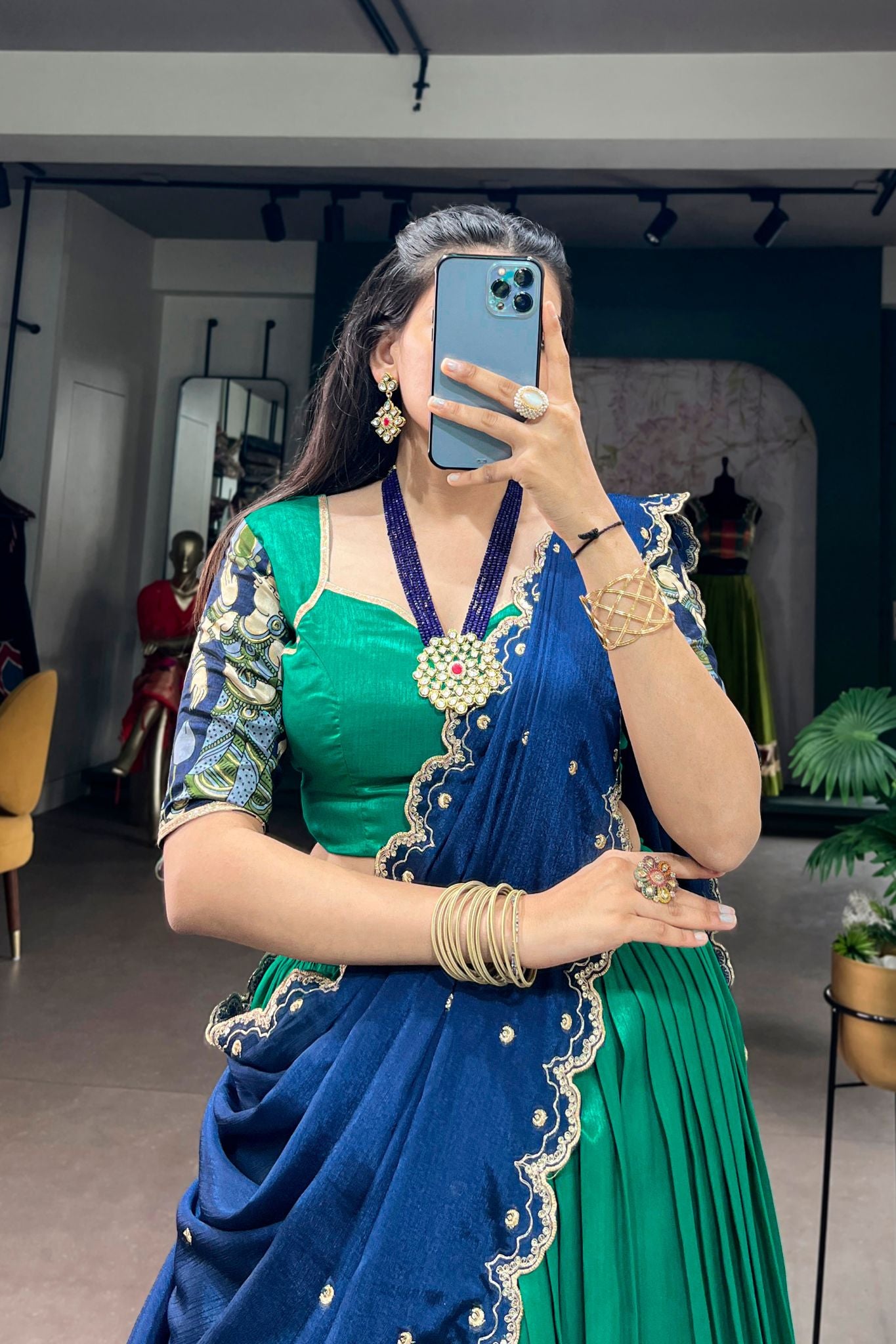 Designer Tasar Silk Kalamkari Print Wedding And Festive Lehenga Choli