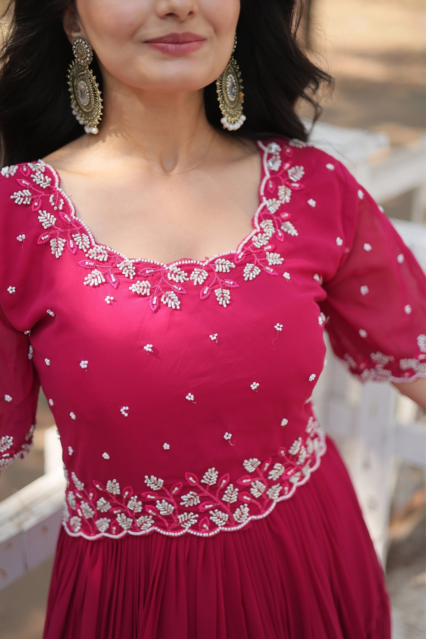 Stunning Beads Embroidery Work Beautiful Gown