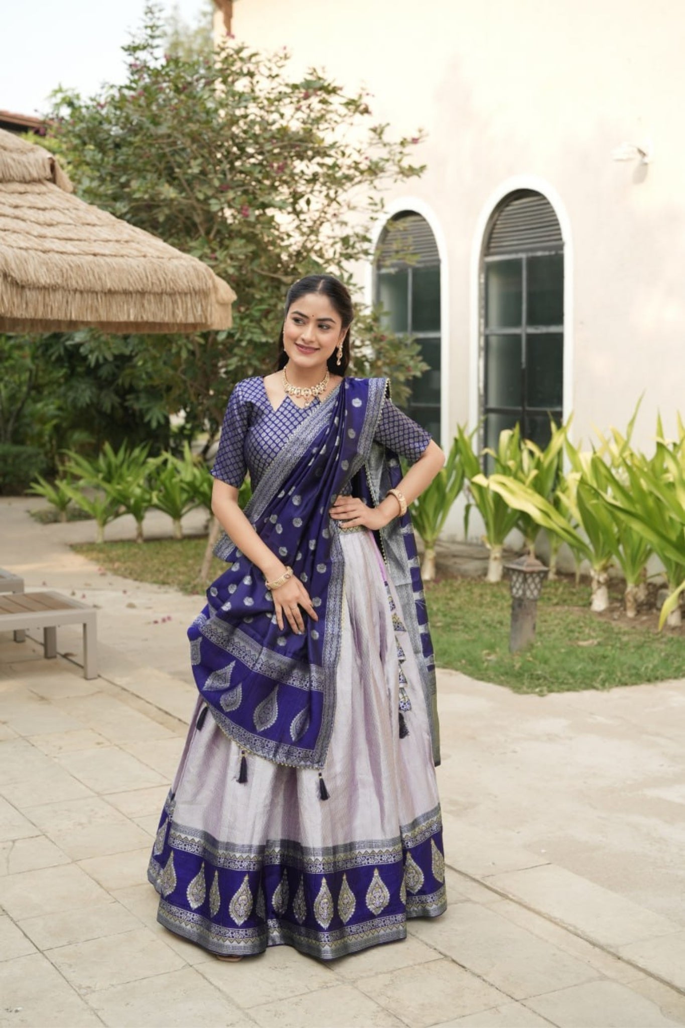 Royal Banarasi Silk Lehenga Choli With Contrast Dupatta For Wedding And Festive Wear