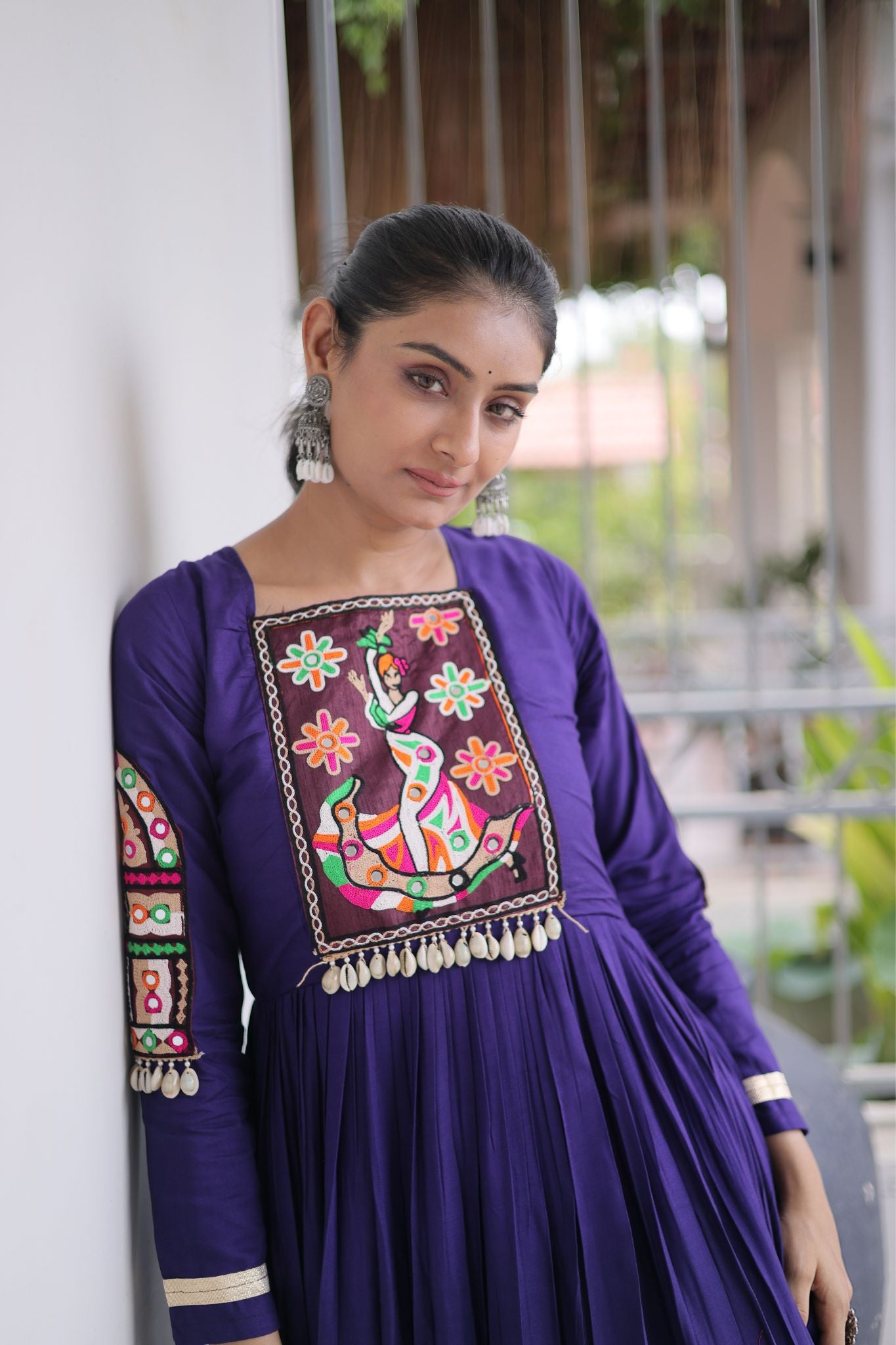 Raasrang Navratri Special Designer Rayon Gown With Kutchi Gamthi Thread Work