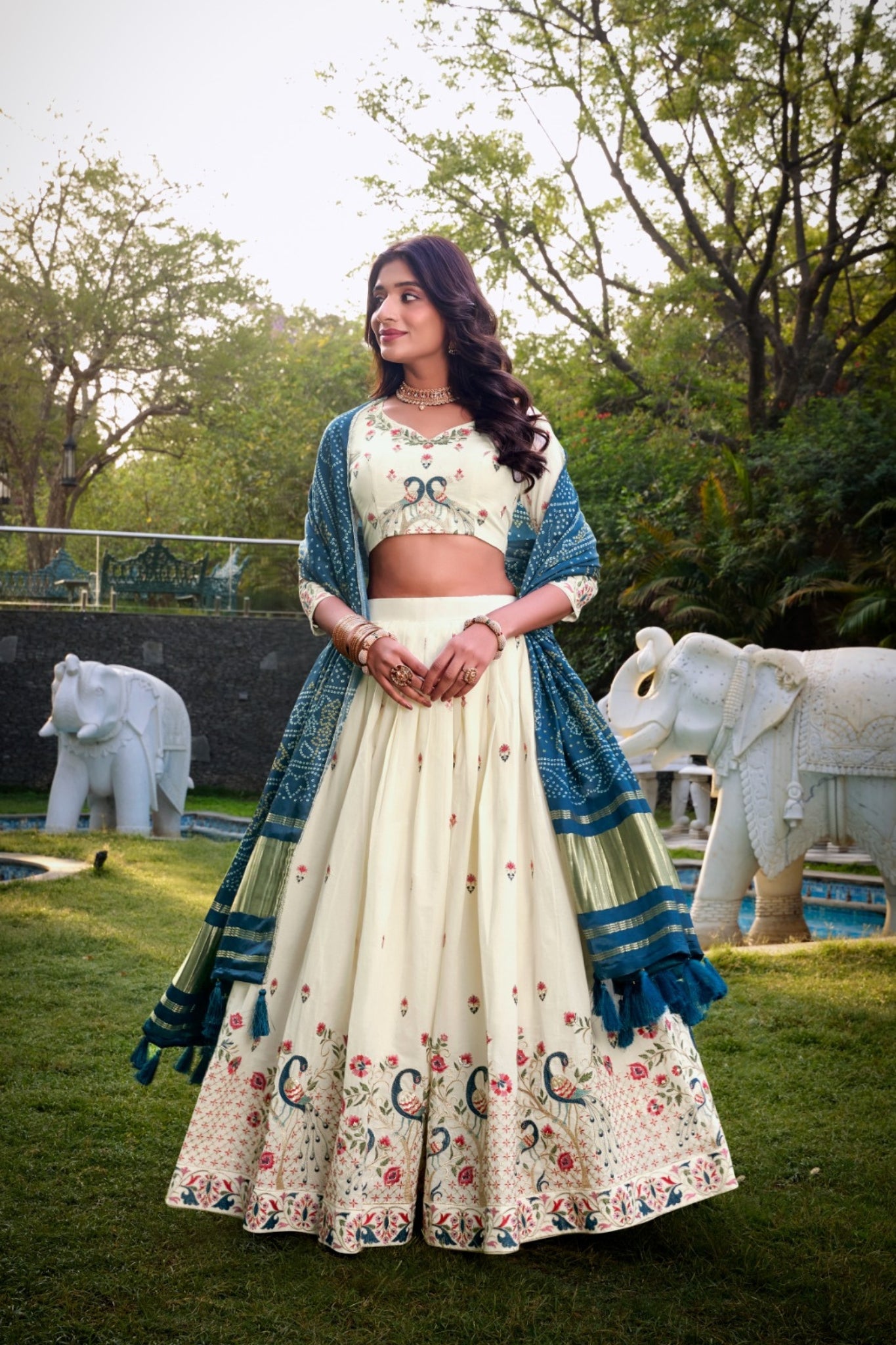 Beautiful Peacock Designer Sequins Thread Embroidered Work Traditional Lehenga Choli