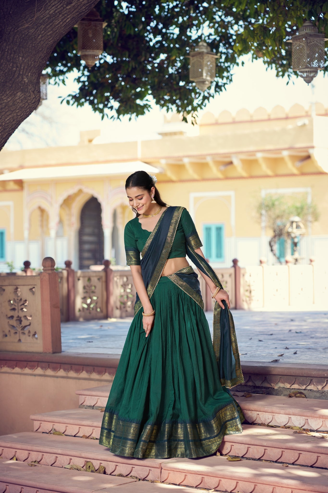South Indian Traditional Lehenga Choli With Dupatta For Women