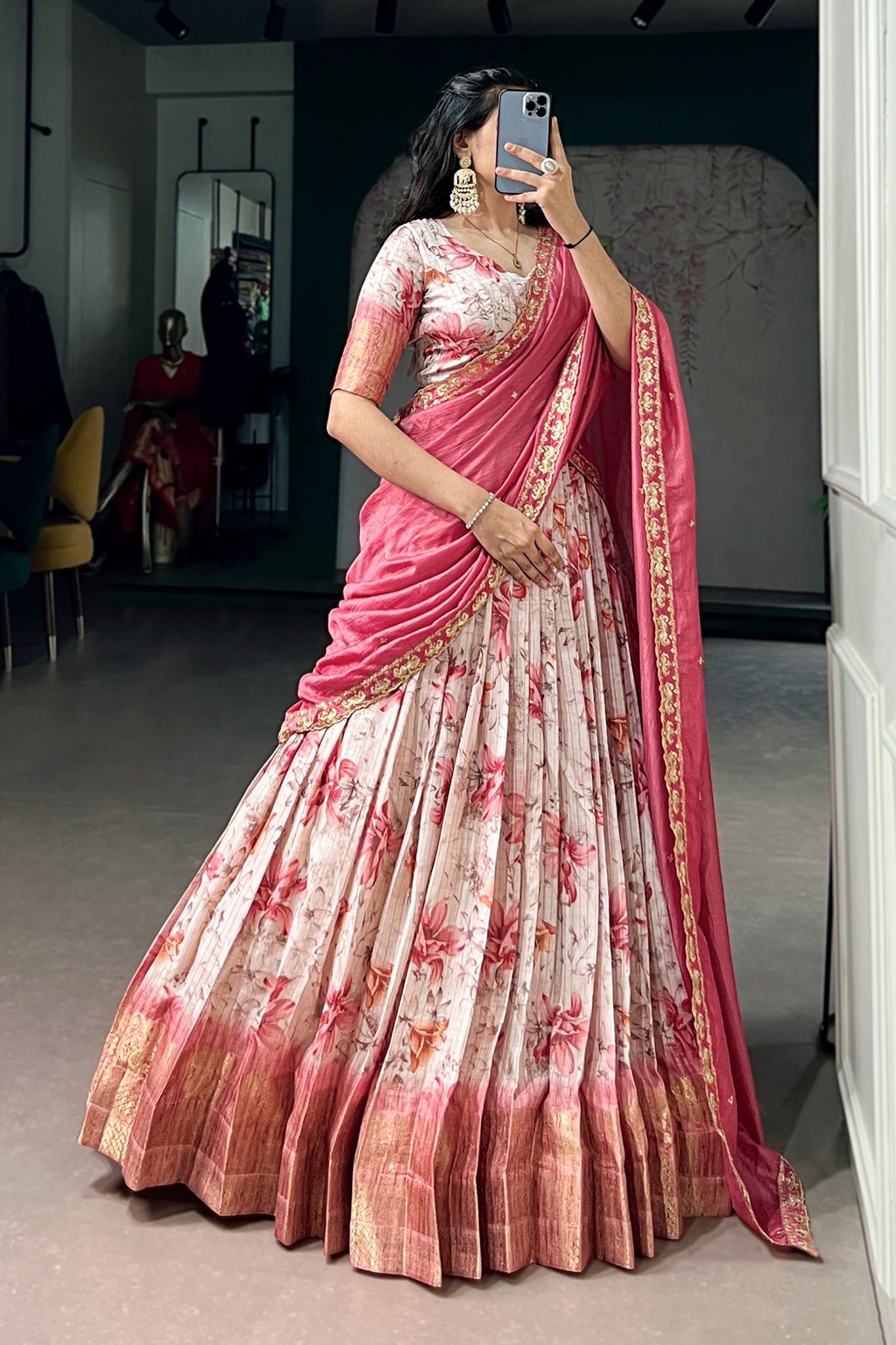 Designer Dola Chex Floral Printed Lehenga Choli For Women