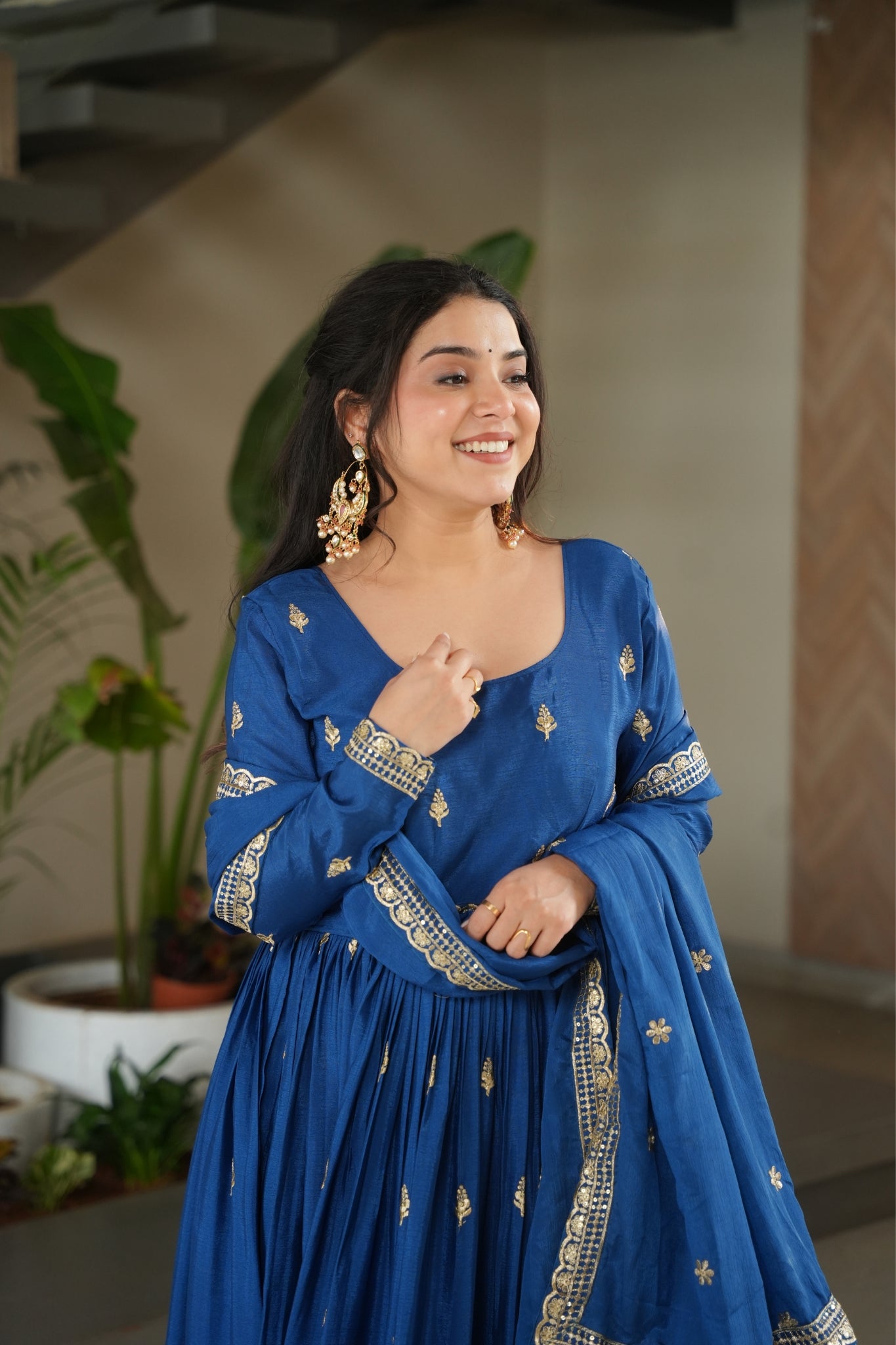Wedding Designer Embroidered Zari Sequins Work Gown