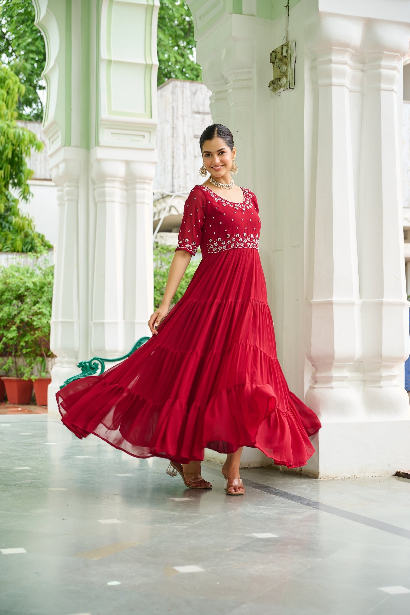 Stunning Beads Embroidery Work Beautiful Gown