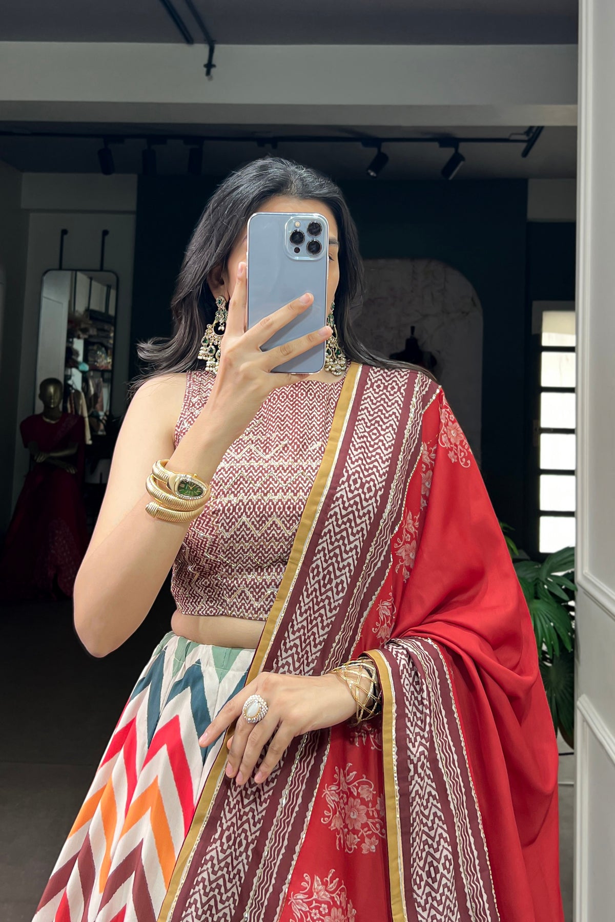 Vaishali Silk Designer Print With Beads Work Lehenga Choli For Wedding & Festive Wear