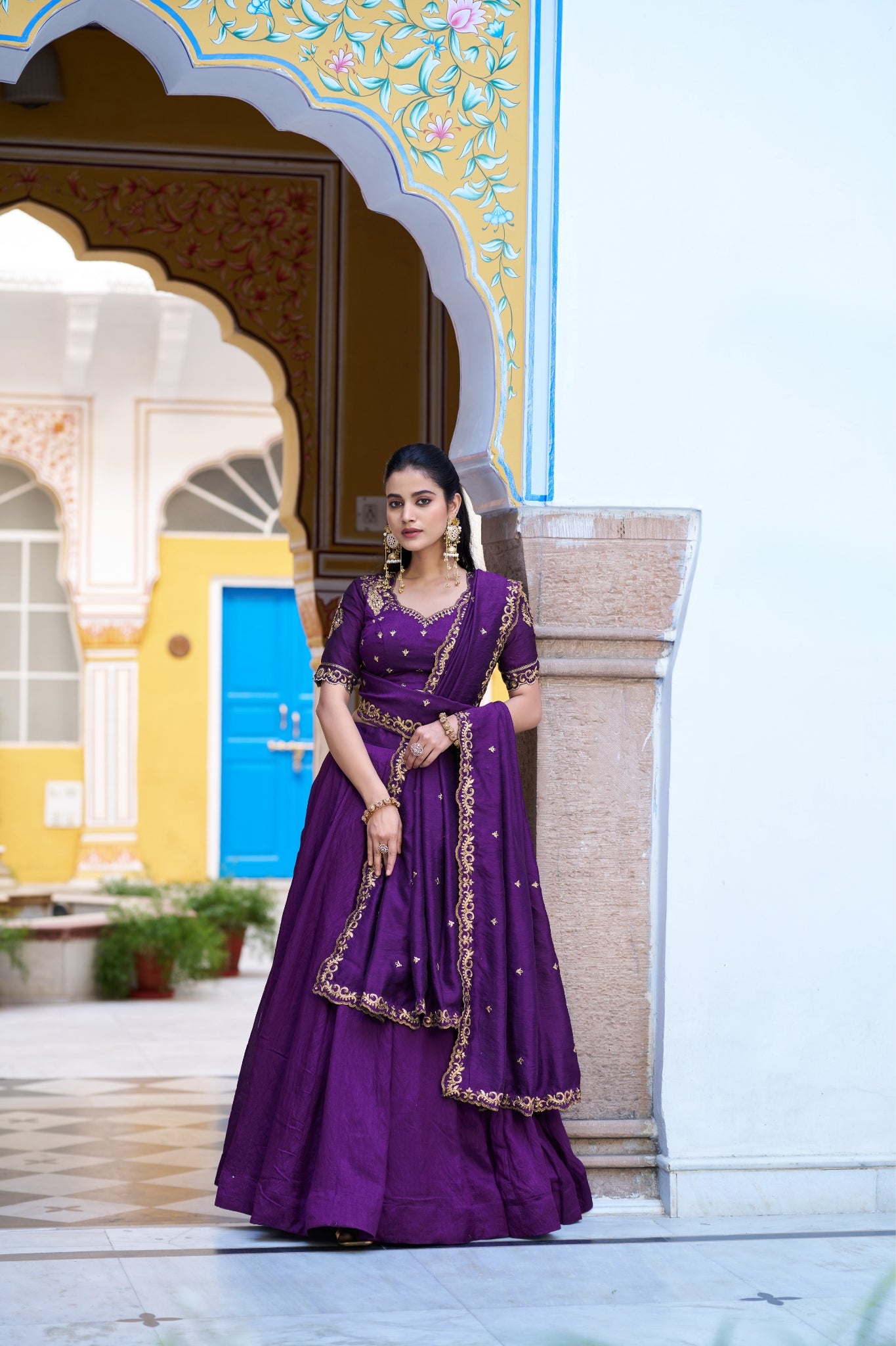 Designer Silk Lehenga Choli For Women With Sequins Thread Embroidery Dupatta