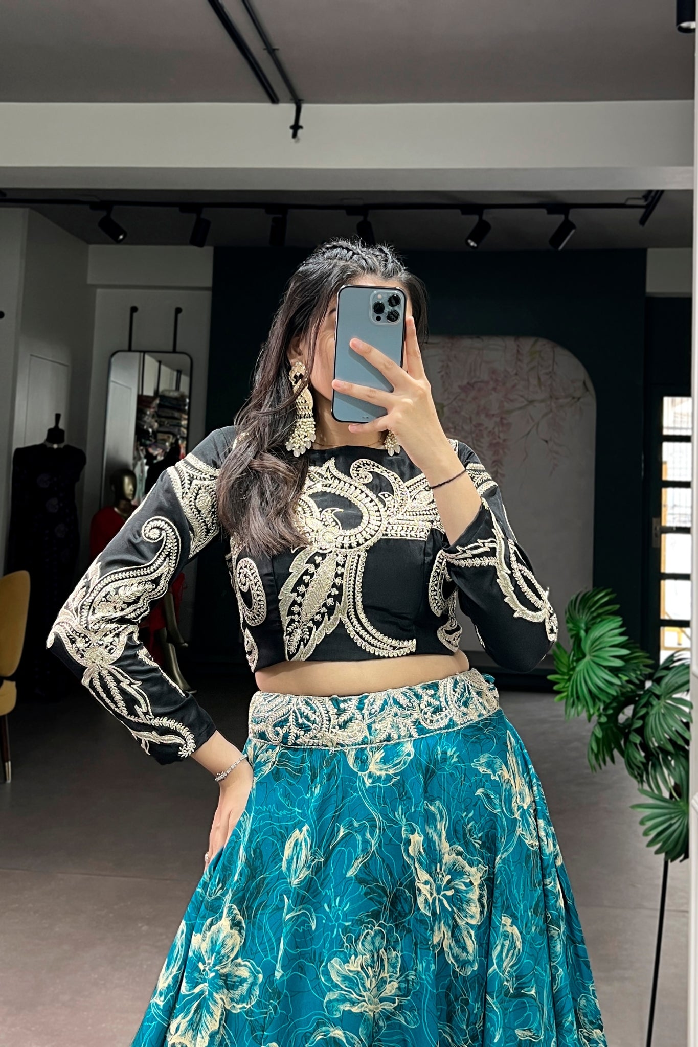 Floral Printed Tasar Silk Lehenga Choli