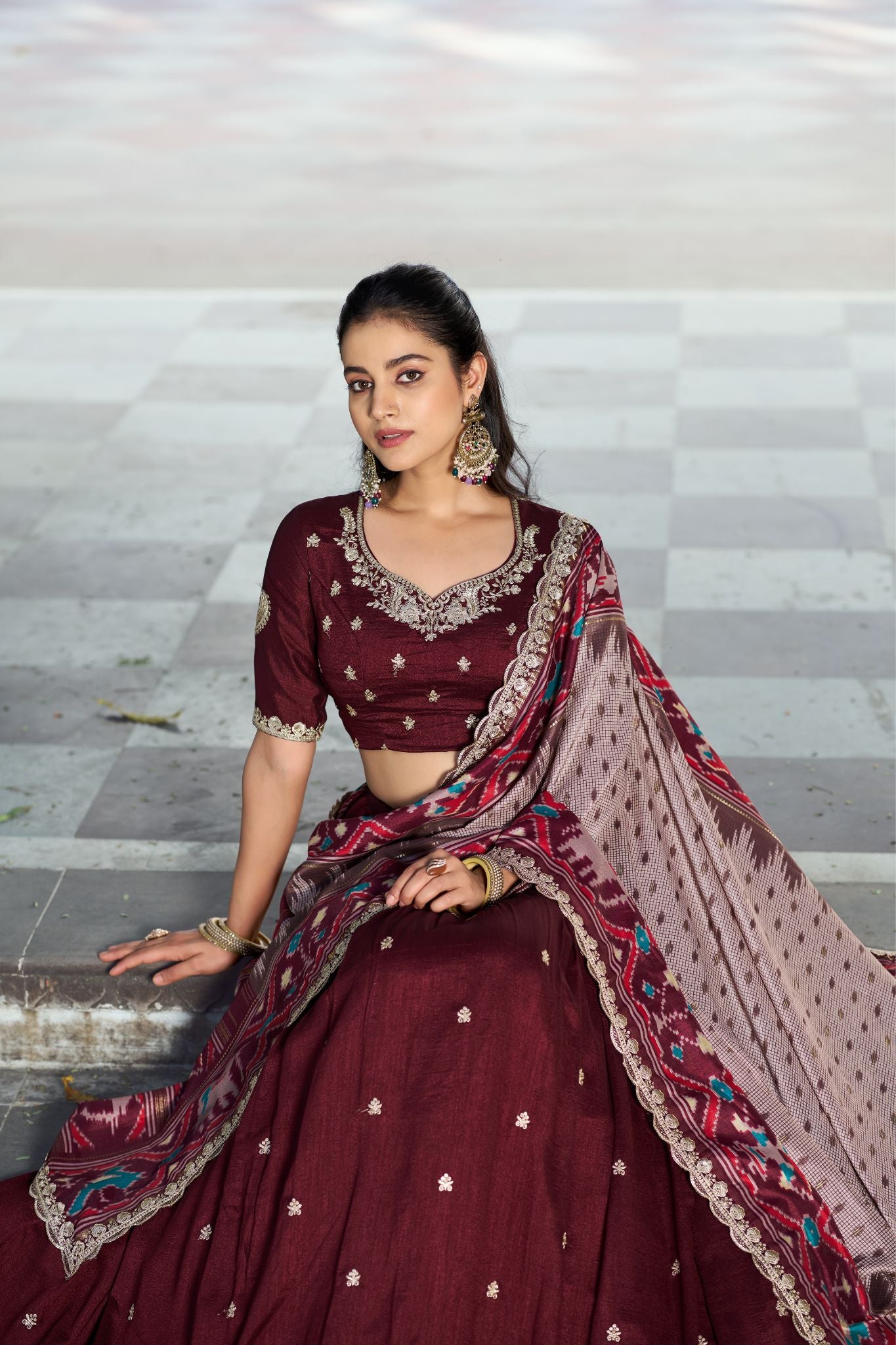 Premium Vichitra Silk Lehenga Choli For Women With Dupatta