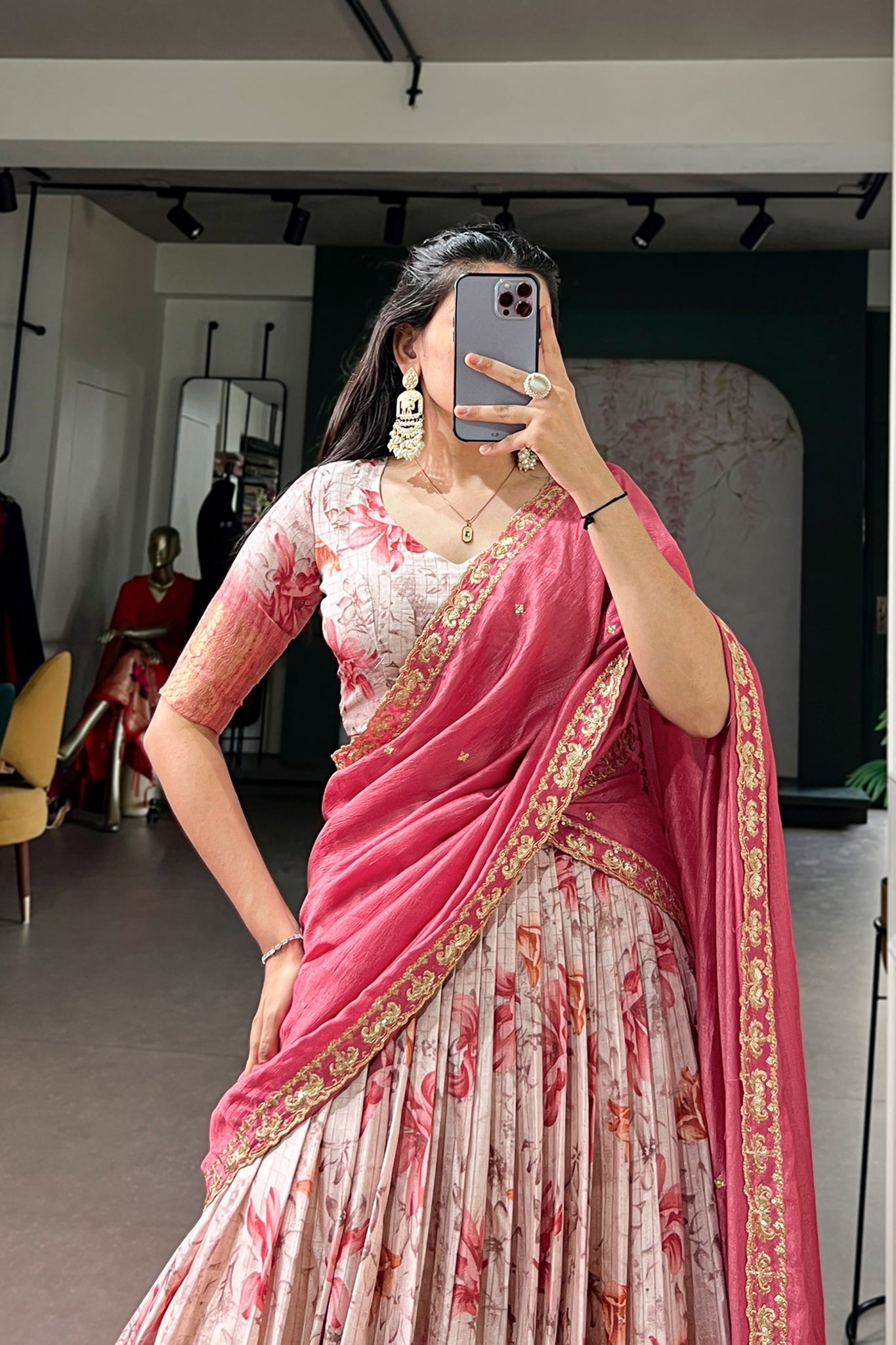 Designer Dola Chex Floral Printed Lehenga Choli For Women