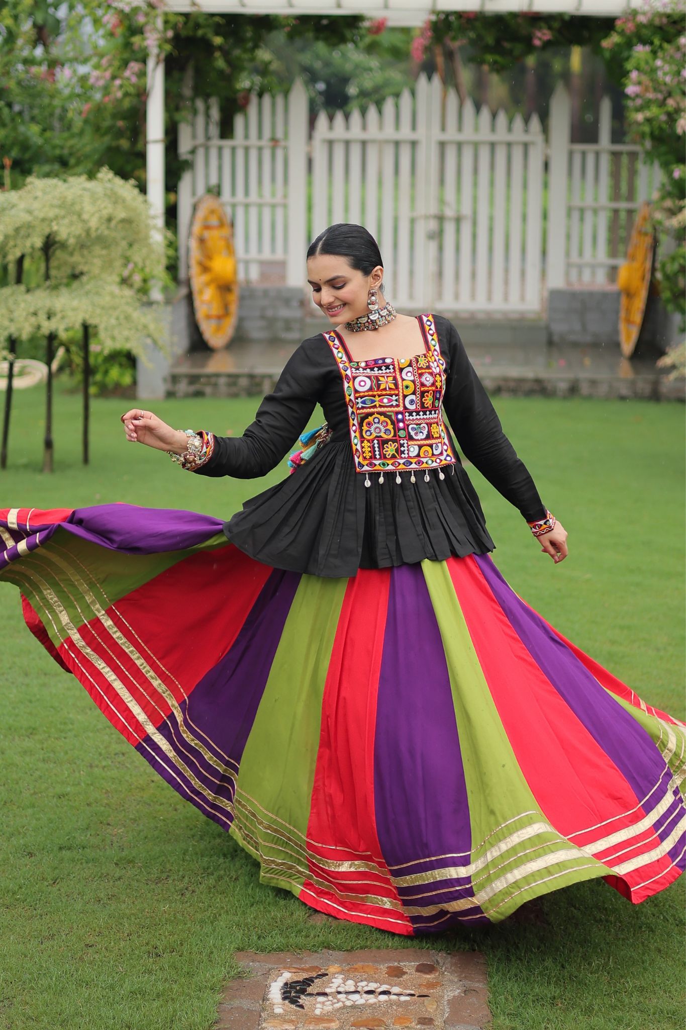 Navratri Special Rayon Kutchi Gamthi Work Traditional Lehenga Choli
