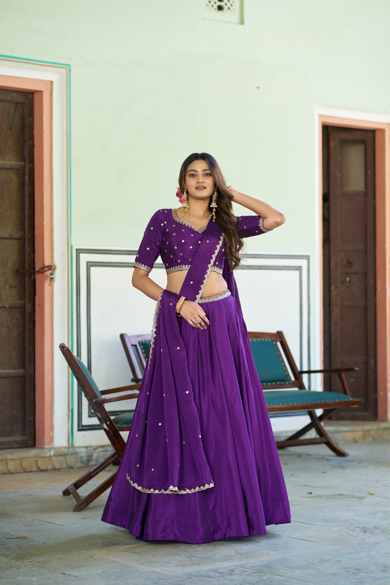 Designer Sequins And Thread Embroidery Lehenga Choli For Women